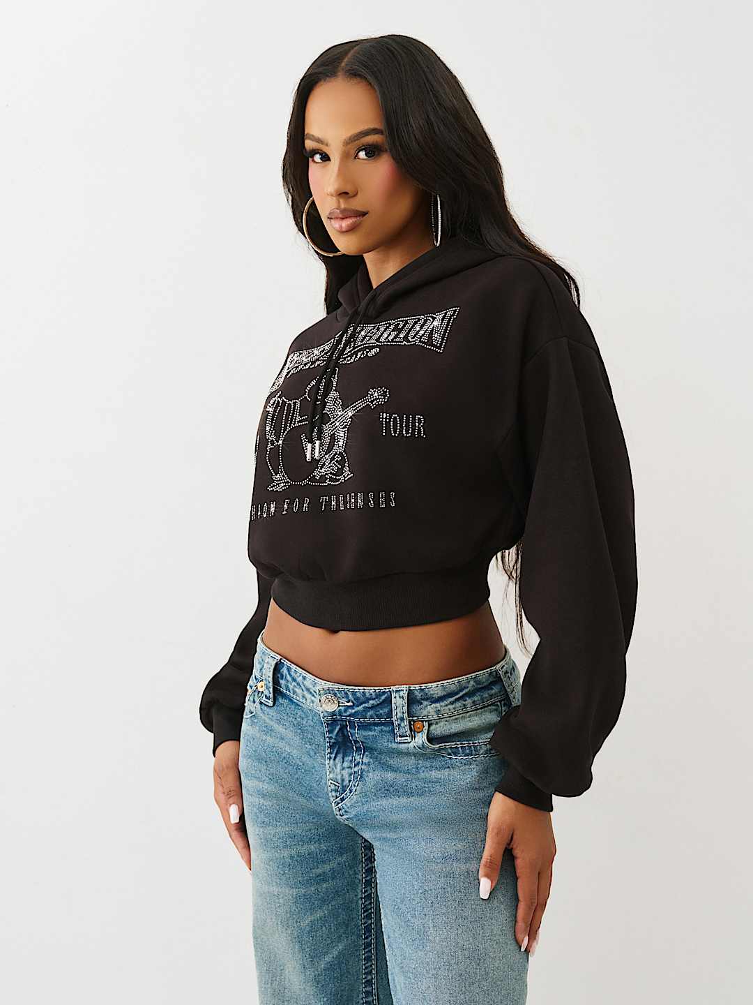 CRYSTAL LOGO SHRUNKEN HOODIE, image 4