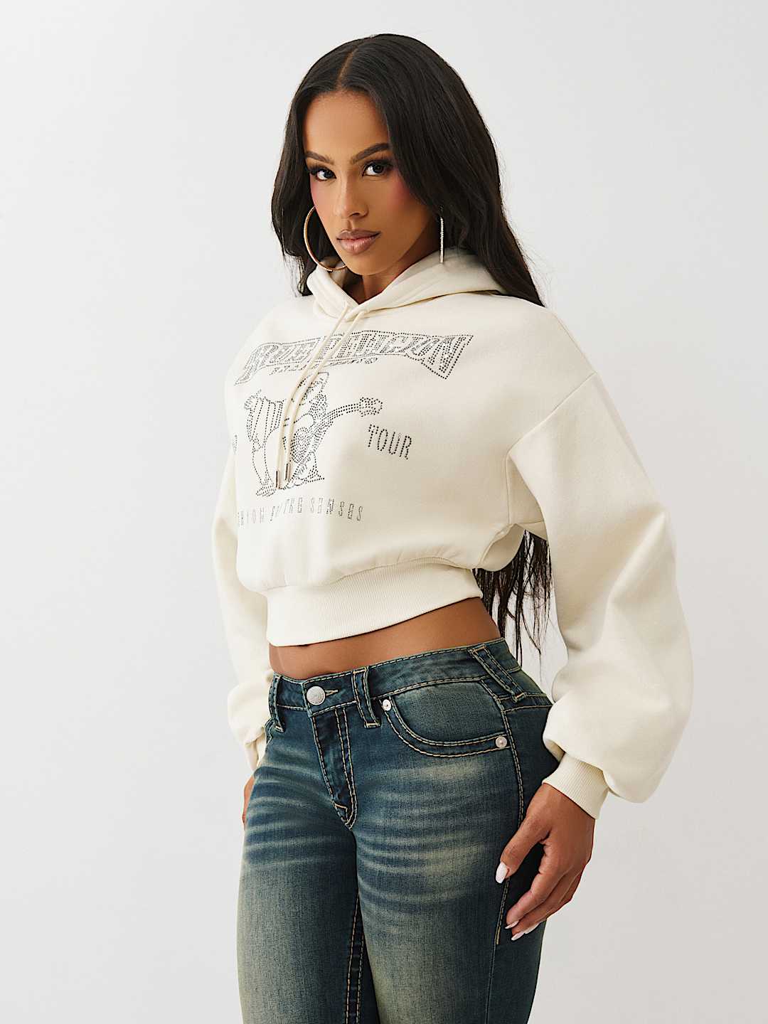 CRYSTAL LOGO SHRUNKEN HOODIE, image 4