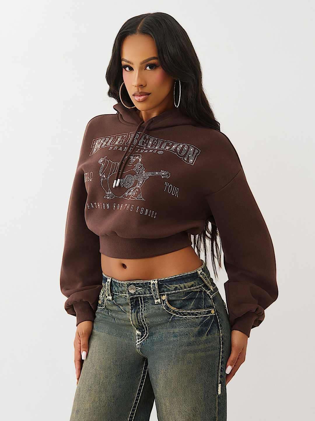 CRYSTAL LOGO SHRUNKEN HOODIE, image 4