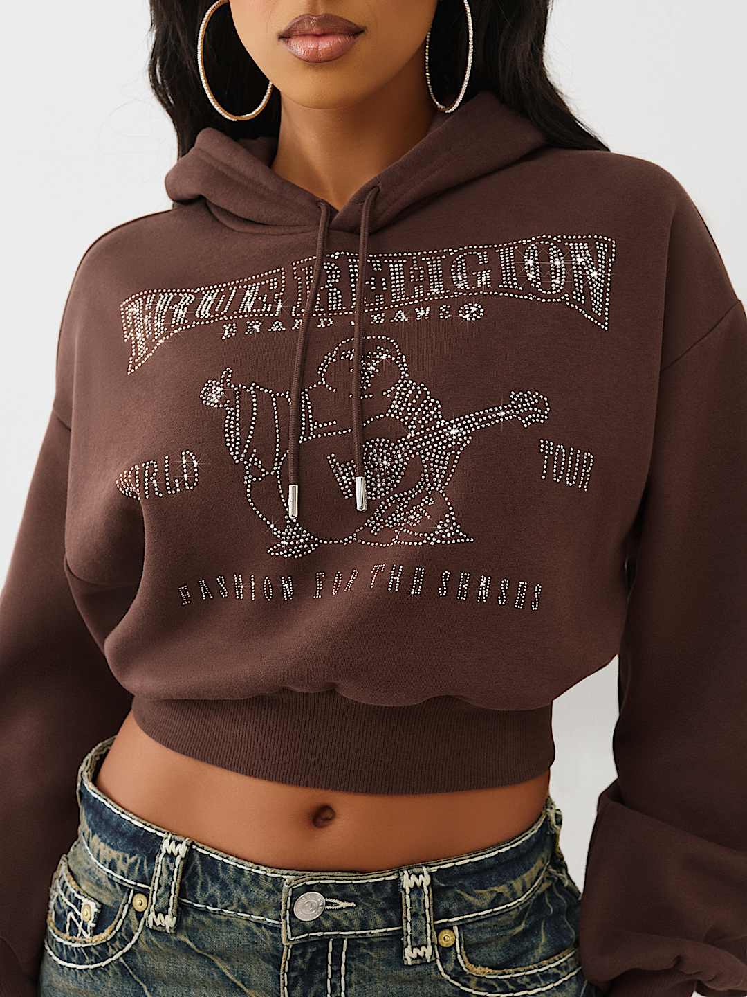 CRYSTAL LOGO SHRUNKEN HOODIE, image 1