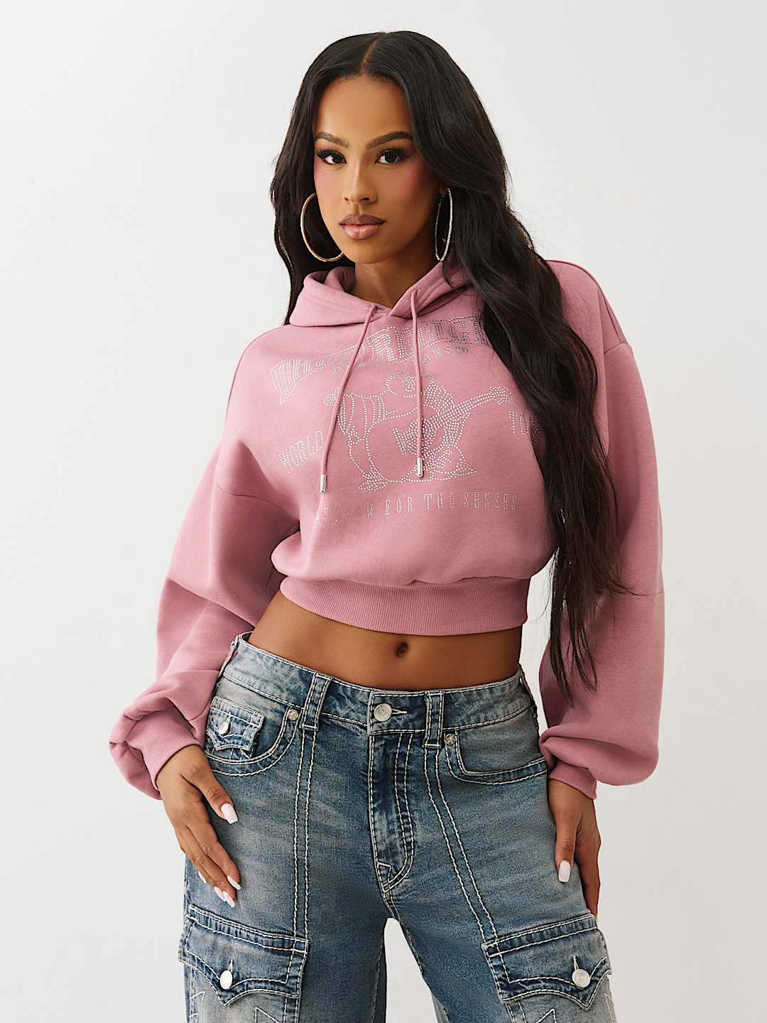 CRYSTAL LOGO SHRUNKEN HOODIE, image 2