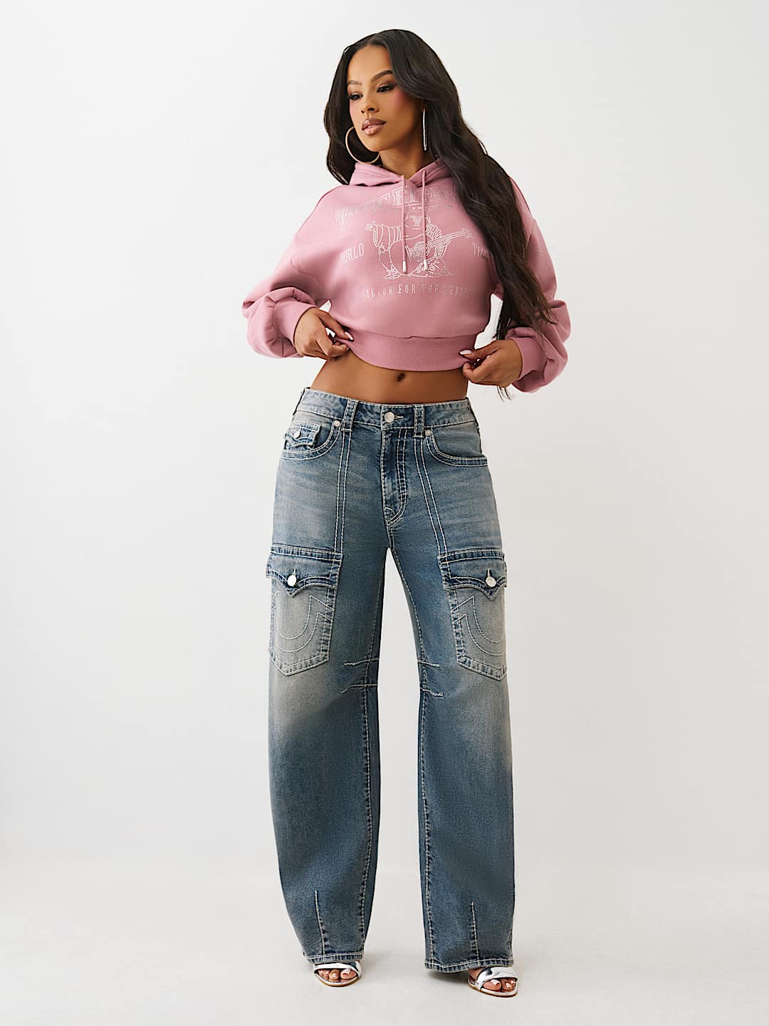 CRYSTAL LOGO SHRUNKEN HOODIE, image 3