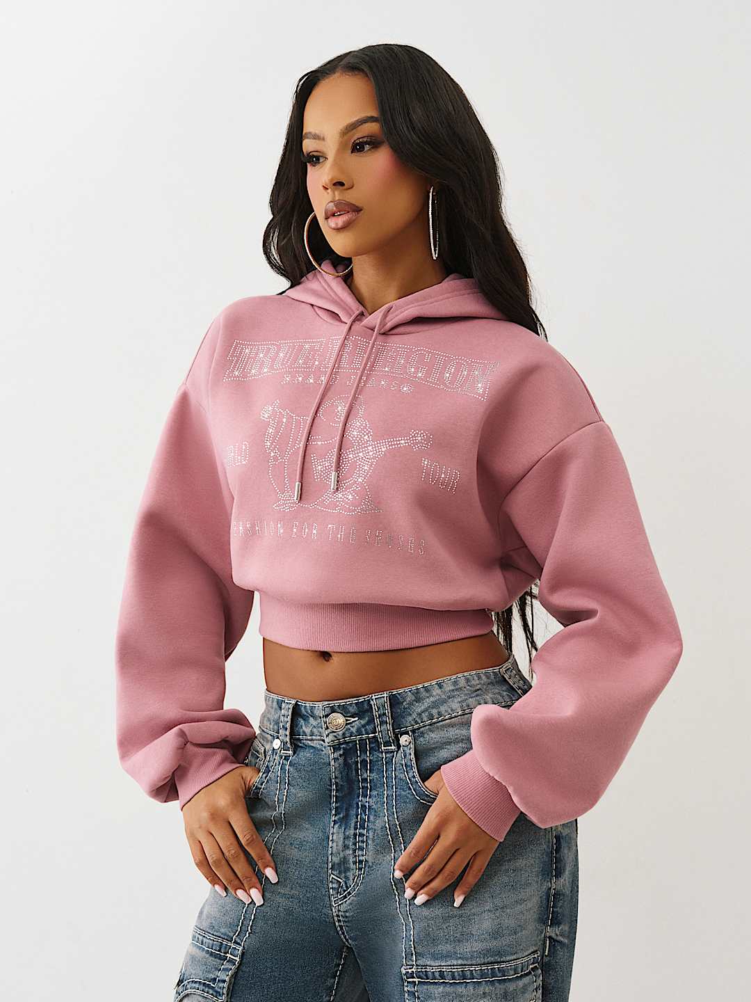 CRYSTAL LOGO SHRUNKEN HOODIE, image 4