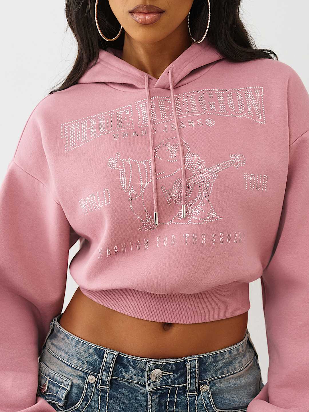 CRYSTAL LOGO SHRUNKEN HOODIE, image 1