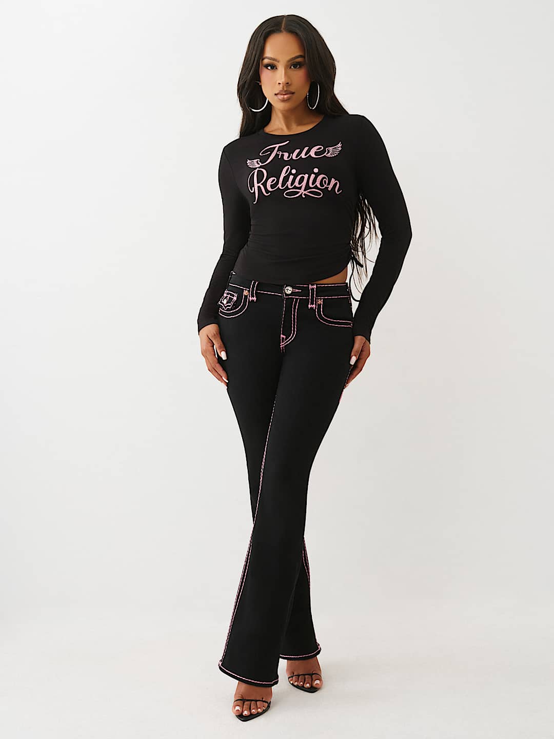 CRYSTAL SIDE RUCHED BABY LONG SLEEVE TEE , image 3
