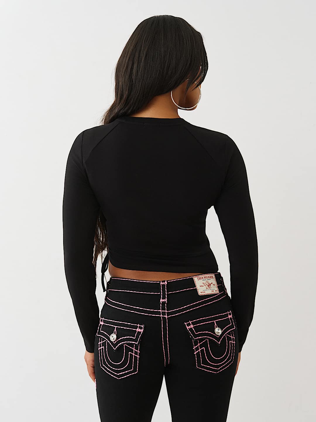 CRYSTAL SIDE RUCHED BABY LONG SLEEVE TEE , image 5