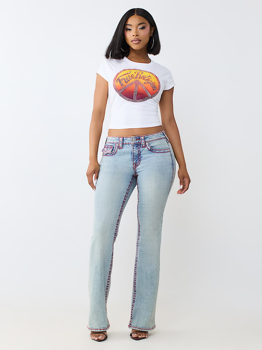 BECCA MID RISE BIG T FLAP BOOTCUT JEAN