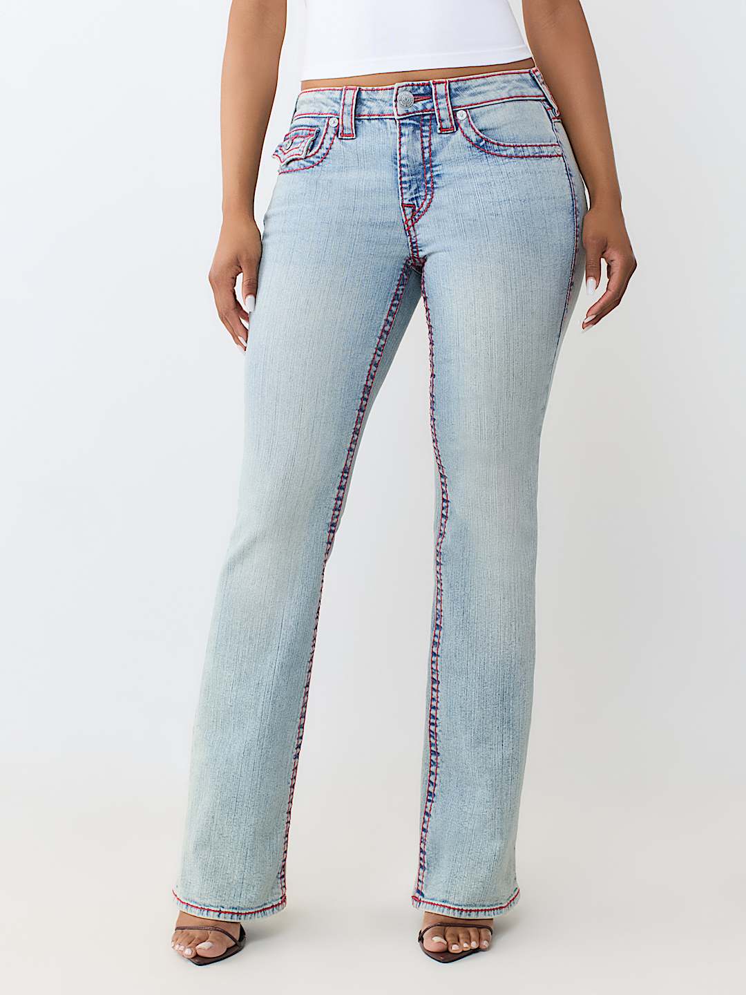 BECCA MID RISE BIG T FLAP BOOTCUT JEAN