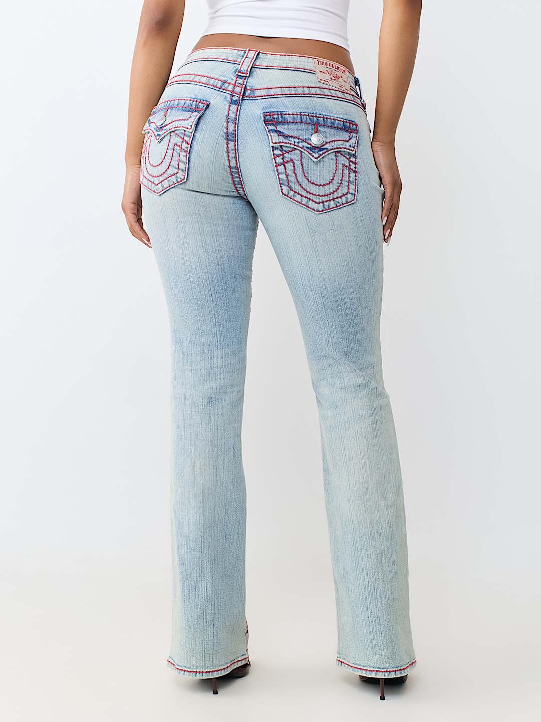 BECCA MID RISE BIG T FLAP BOOTCUT JEAN