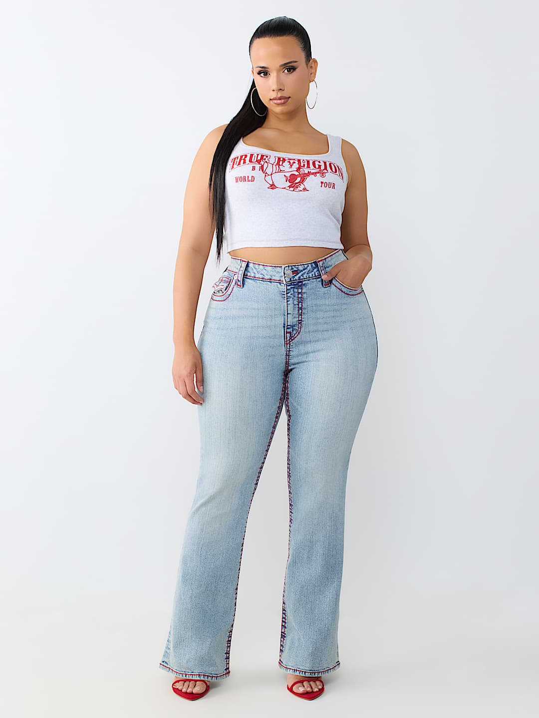 PLUS BECCA MID RISE BOOTCUT FLAP JEAN