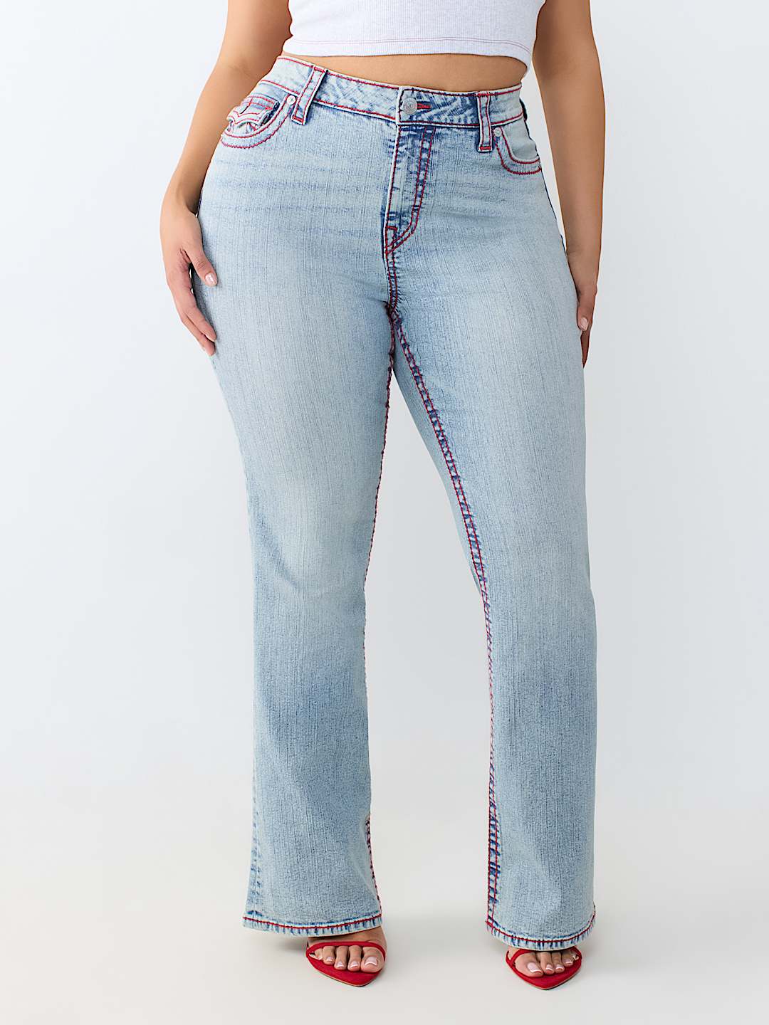 PLUS BECCA MID RISE BOOTCUT FLAP JEAN