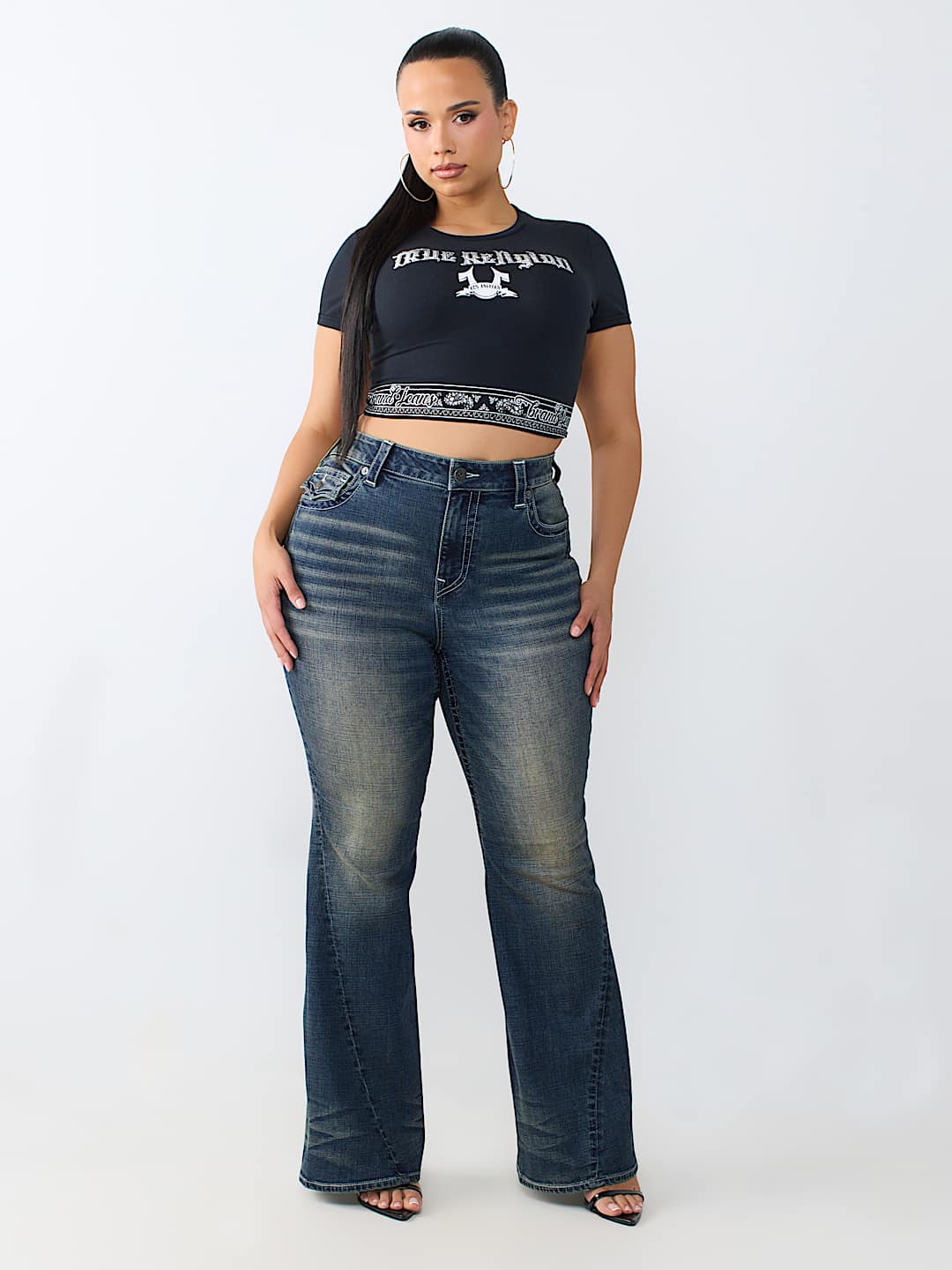 PLUS JOEY MID RISE FLAP FLARE JEAN