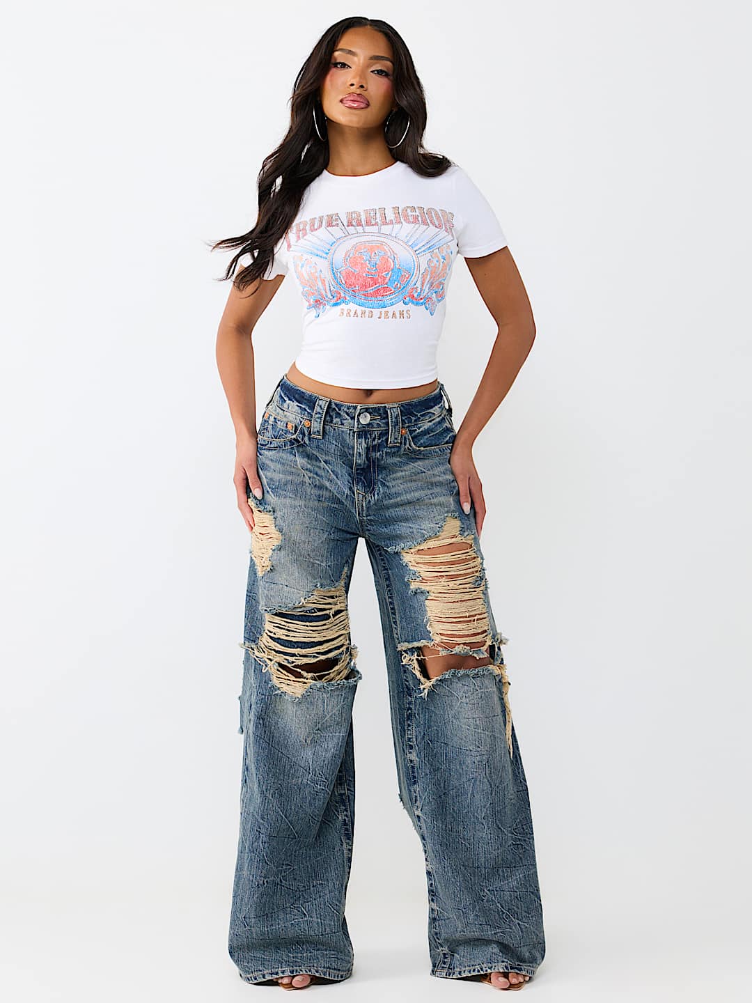 JESSIE MID RISE DESTROYED LAYERED SUPER BAGGY JEAN