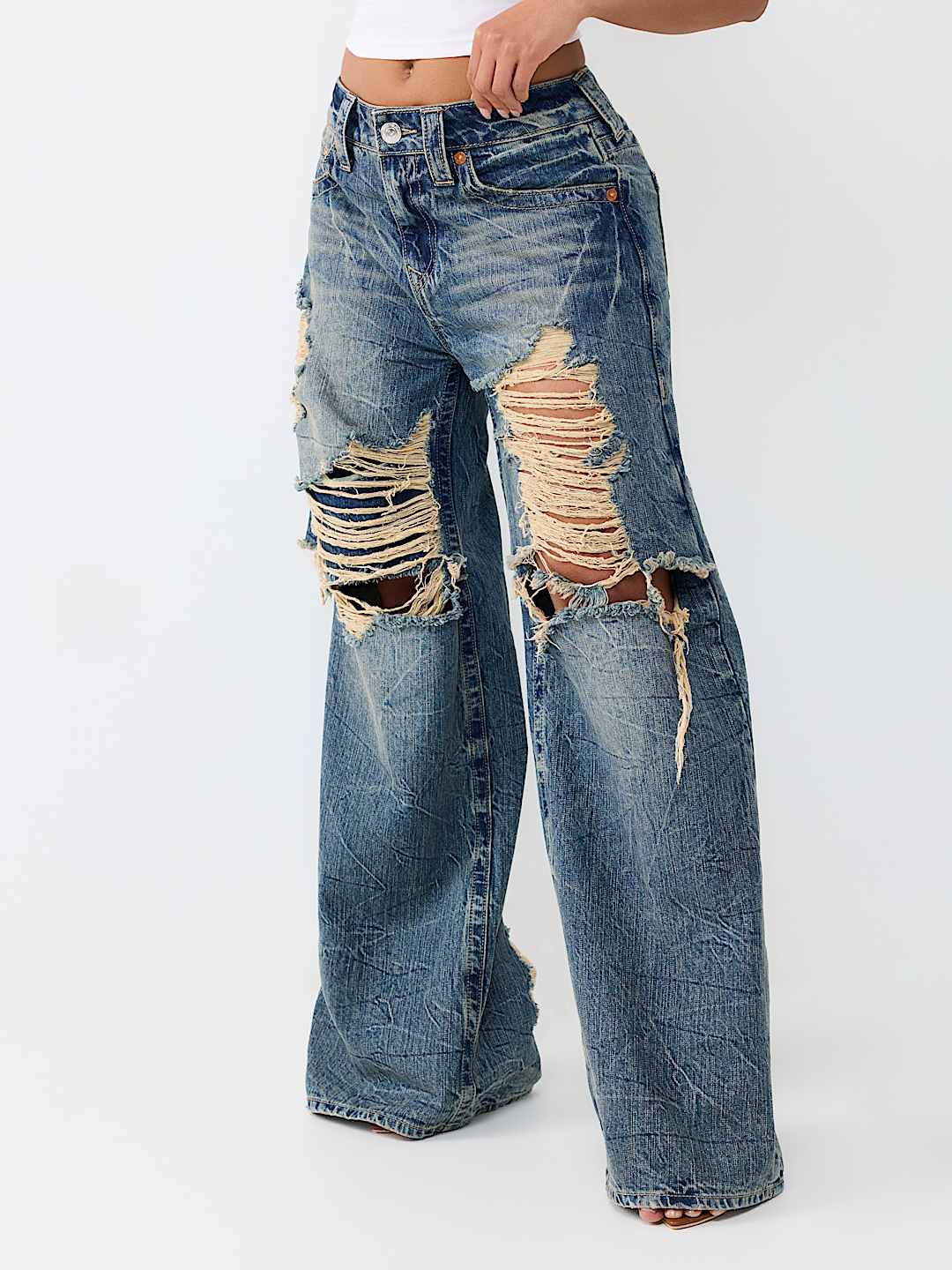 JESSIE MID RISE DESTROYED LAYERED SUPER BAGGY JEAN