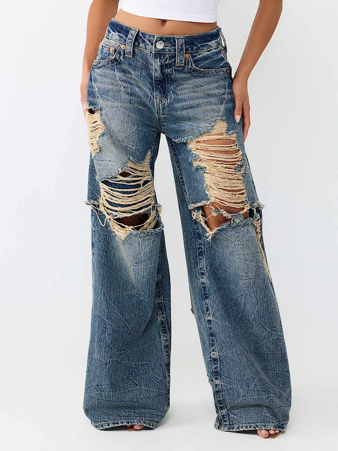 JESSIE MID RISE DESTROYED LAYERED SUPER BAGGY JEAN