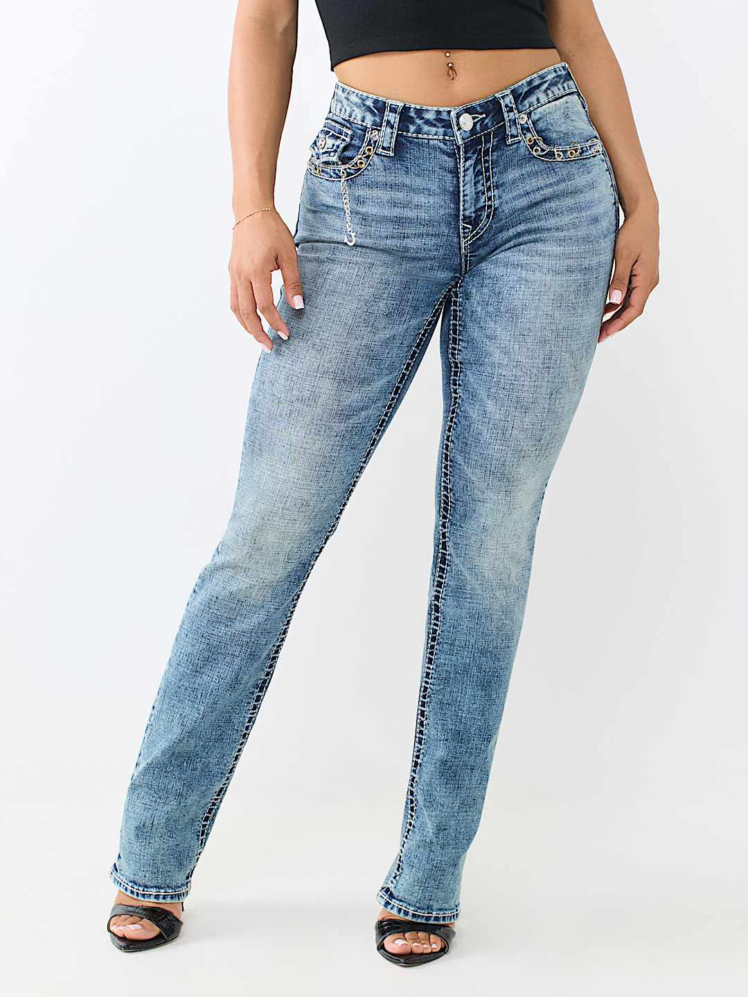 BILLIE MID RISE PIERCED BIG T FLAP STRAIGHT JEAN
