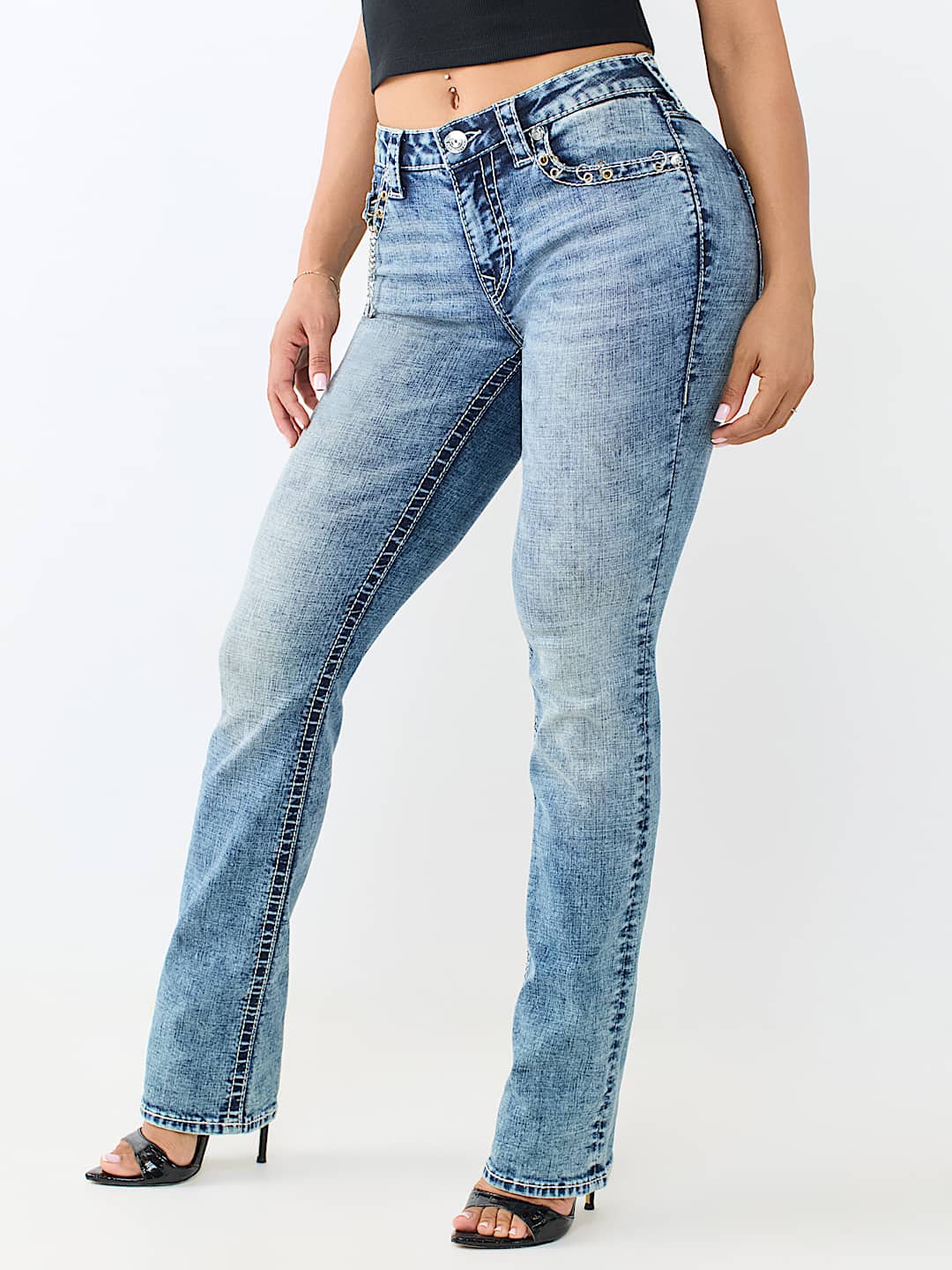 BILLIE MID RISE PIERCED BIG T FLAP STRAIGHT JEAN