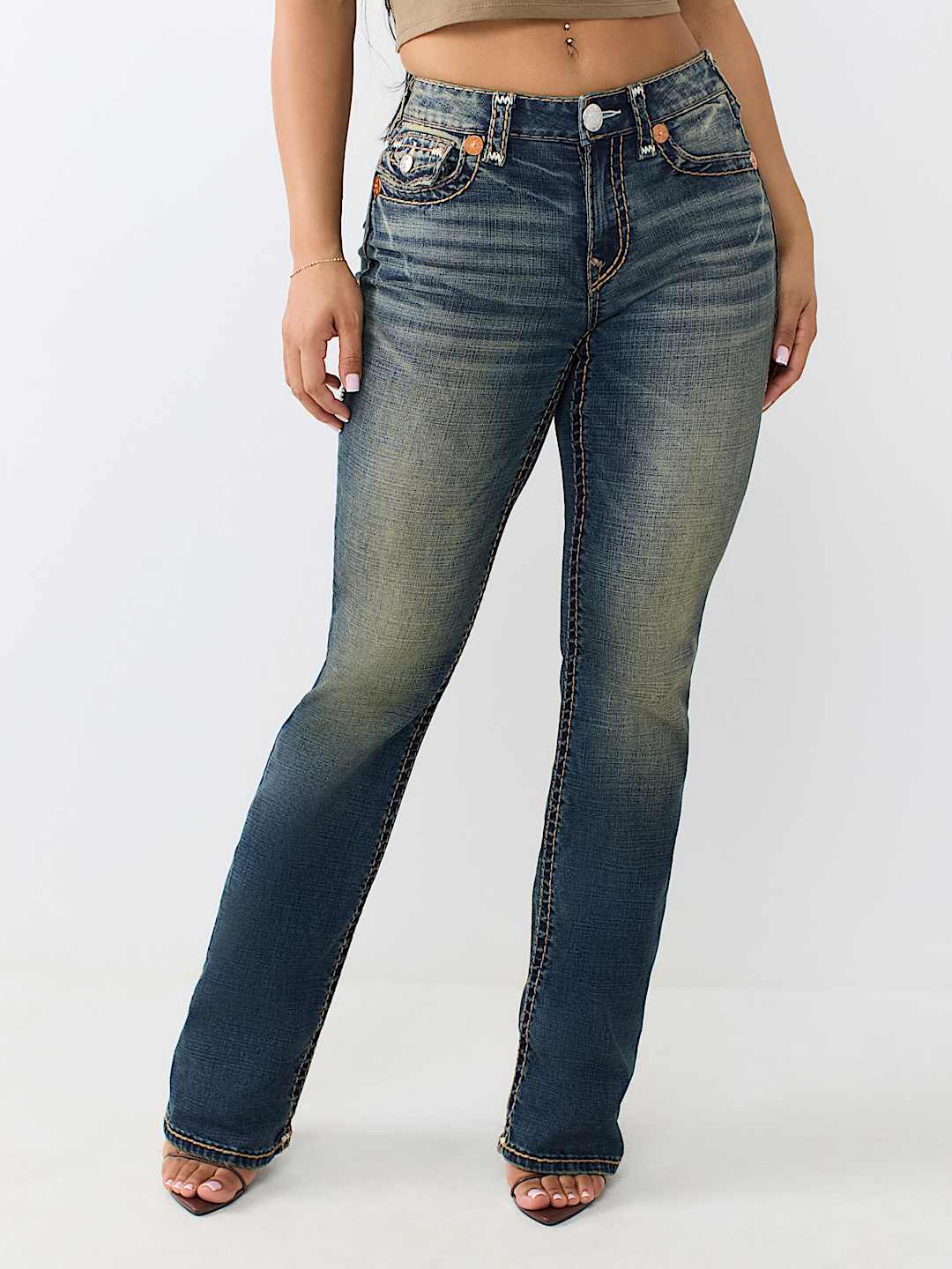 BECCA MID RISE SUPER T BOOTCUT FLAP JEAN
