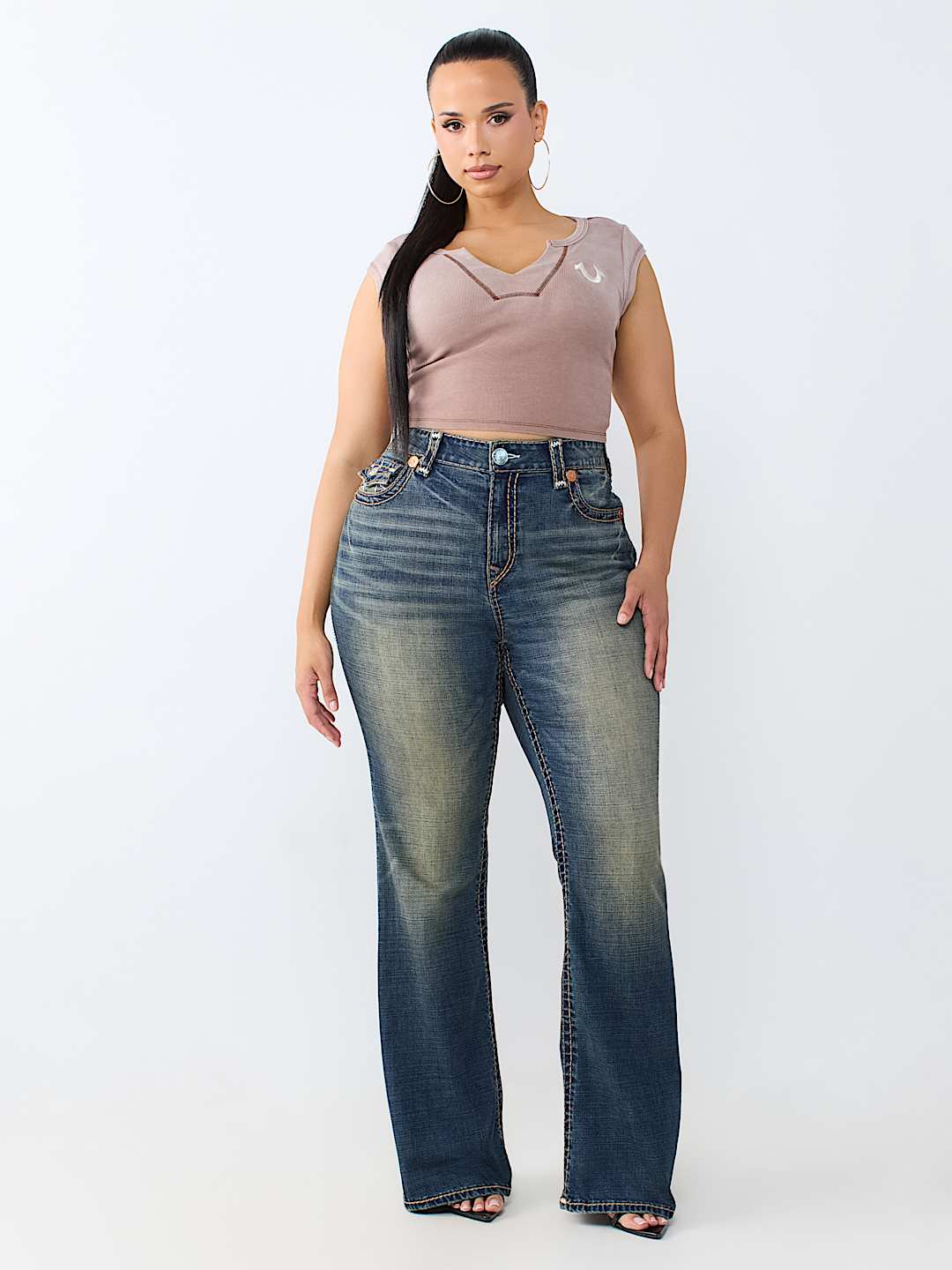 PLUS BECCA MID RISE SUPER T FLAP BOOTCUT JEAN