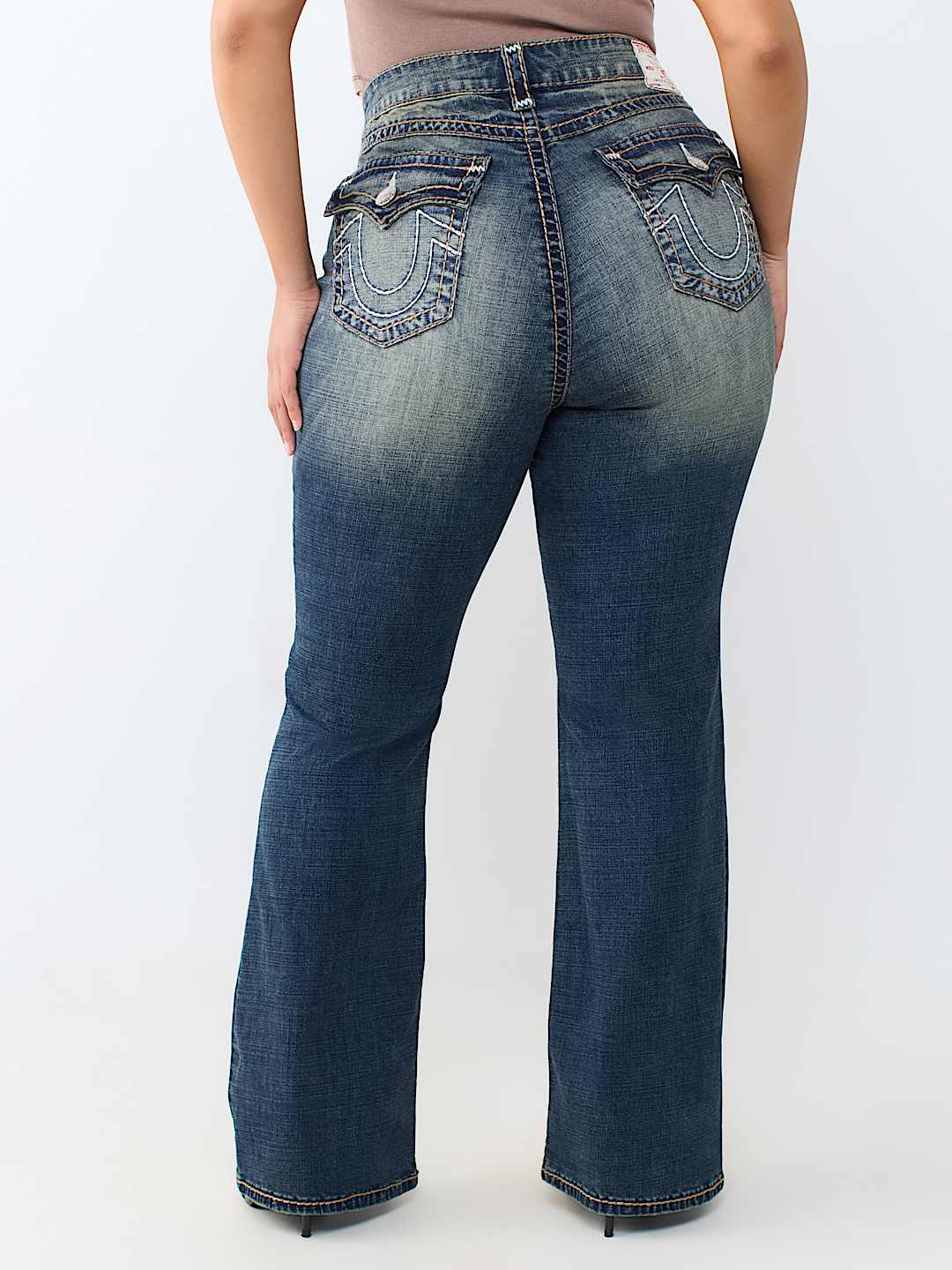 PLUS BECCA MID RISE SUPER T FLAP BOOTCUT JEAN