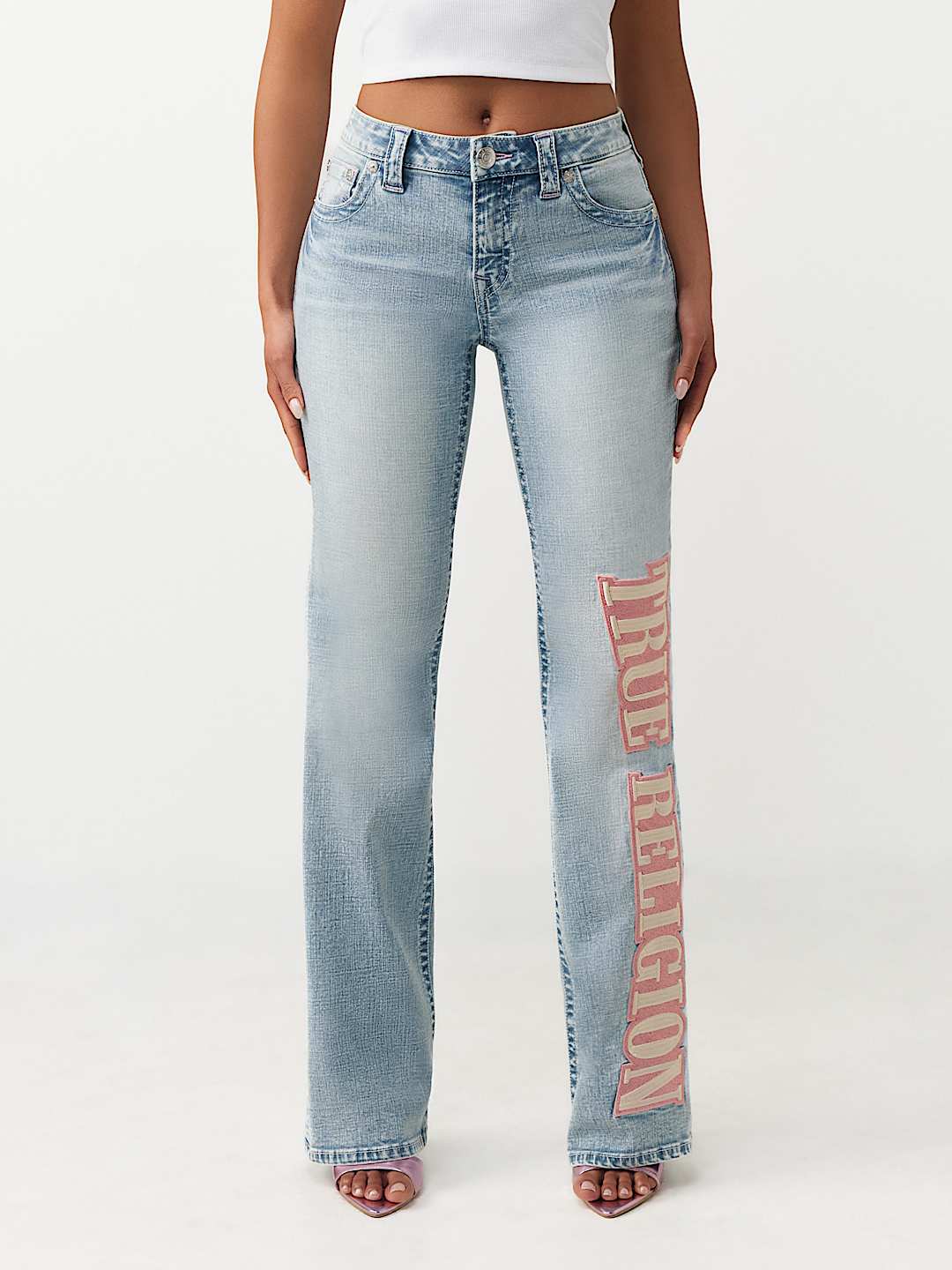 BECCA MID RISE ARCHED LOGO  BOOTCUT JEAN, image 2