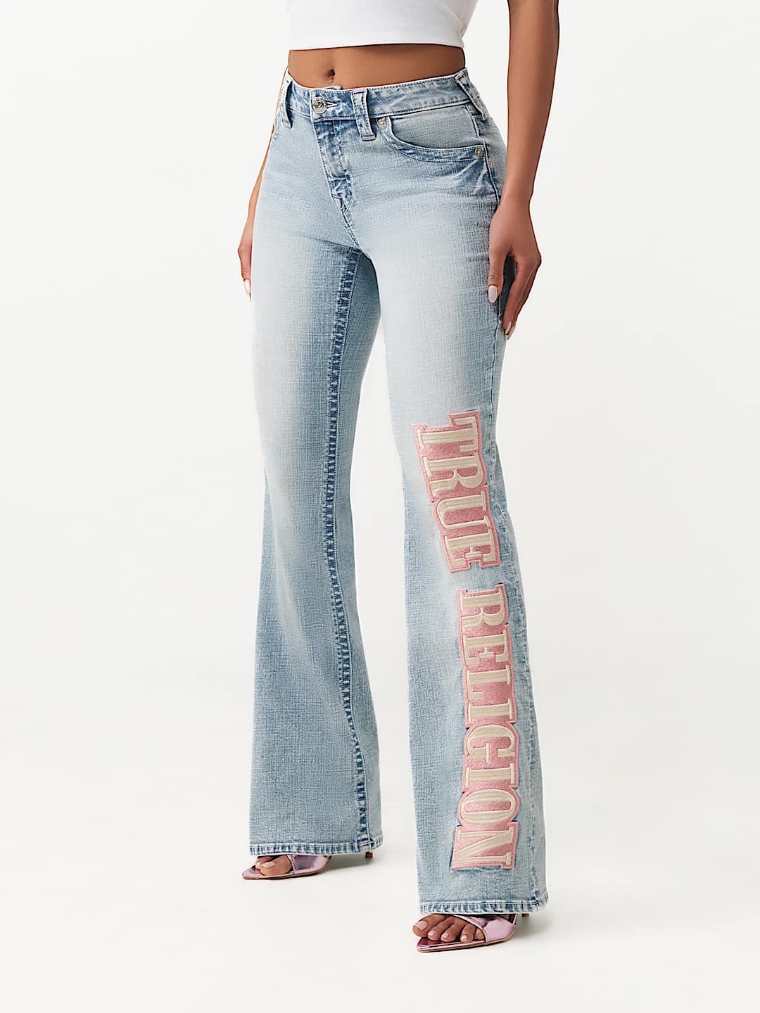 BECCA MID RISE ARCHED LOGO  BOOTCUT JEAN, image 1