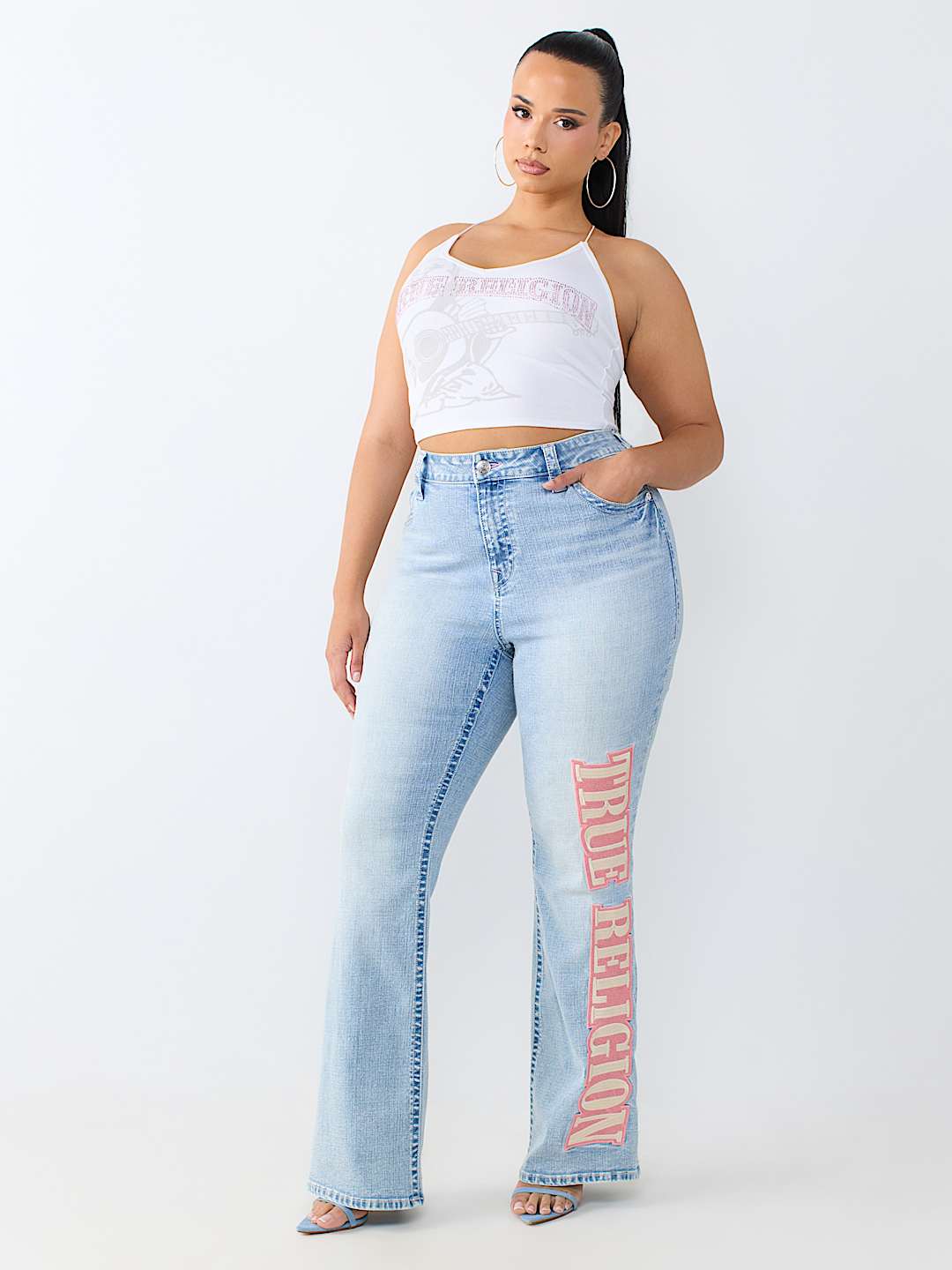 PLUS BECCA MID RISE ARCHED LOGO  BOOTCUT JEAN