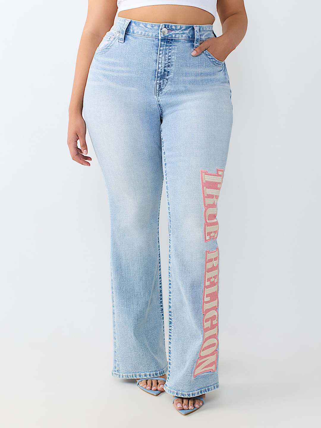 PLUS BECCA MID RISE ARCHED LOGO  BOOTCUT JEAN