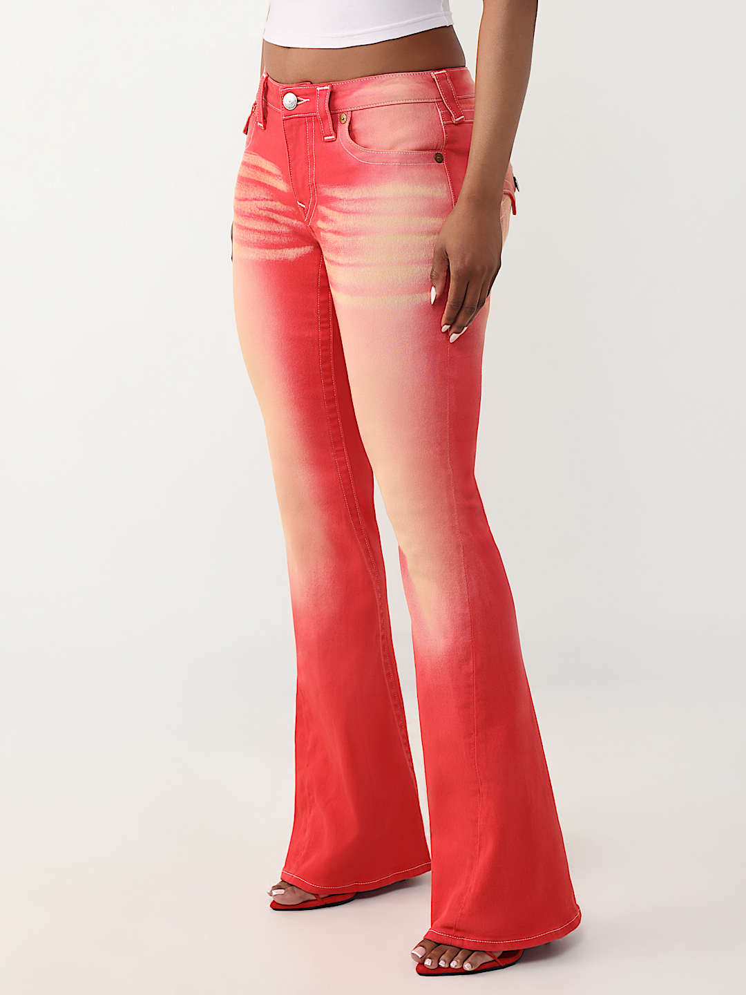 JEANS JOEY ACAMPANADOS DE TIRO MEDIO CON SOLAPA ROSA, image 3
