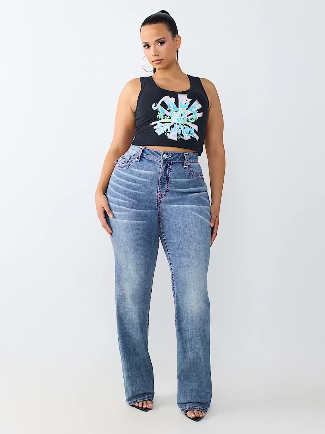 PLUS JENNIE MID RISE BIG T FLAP CURVY SKINNY JEAN