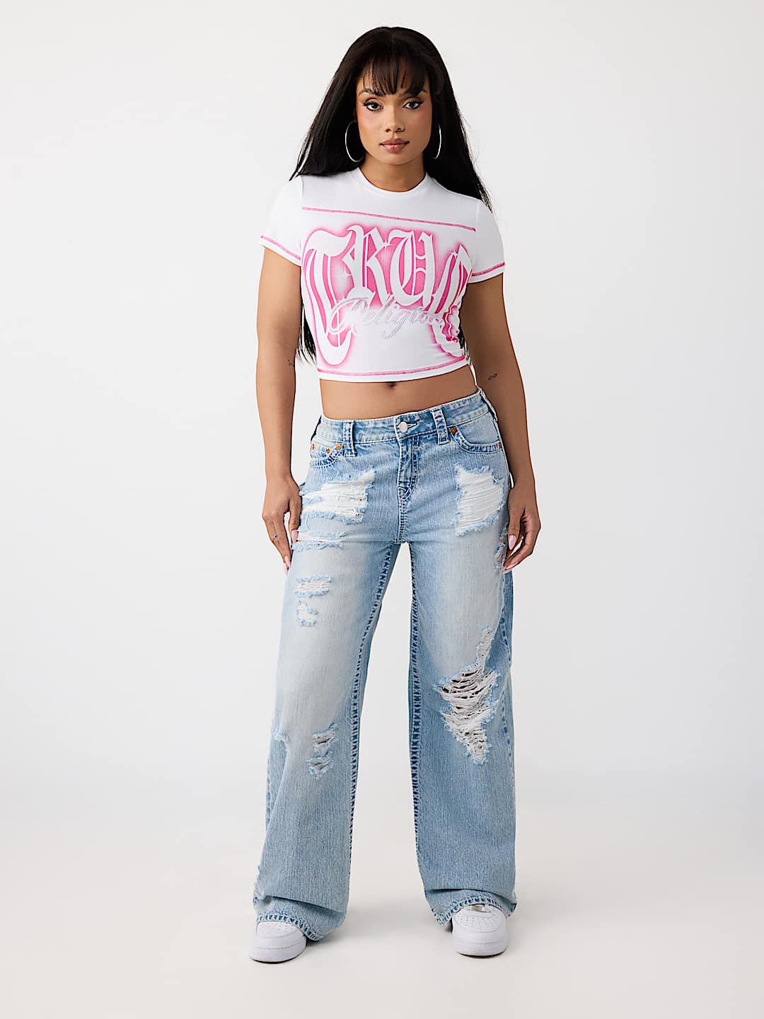 JEANS HOLGADOS GASTADOS BOBBI DE TIRO MEDIO BIG T, image 2