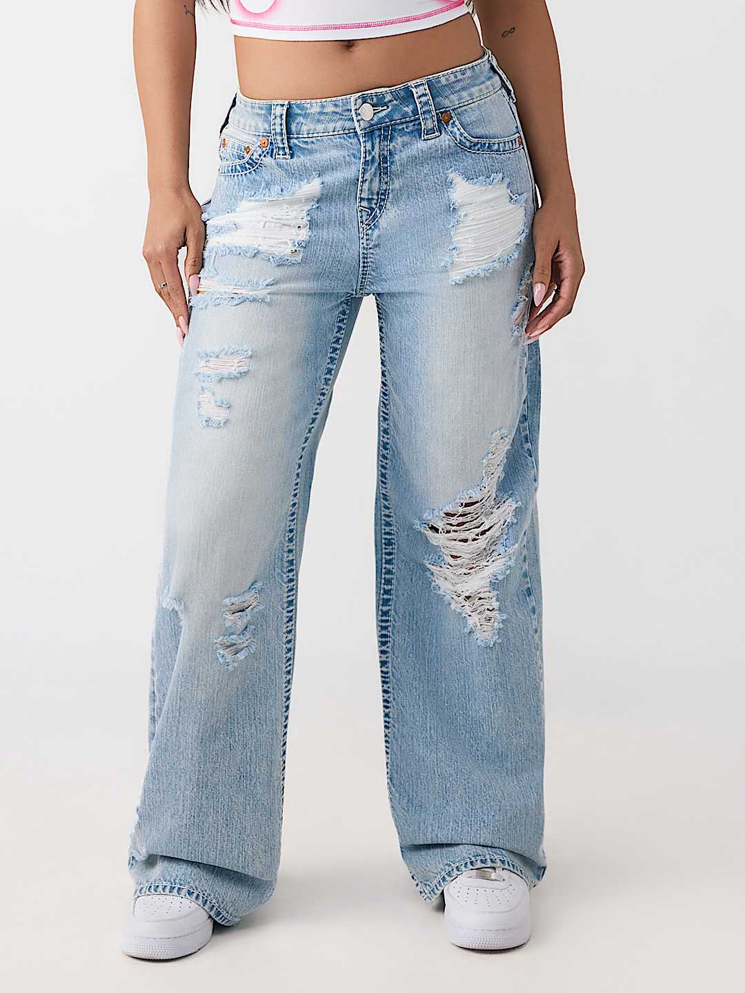 JEANS HOLGADOS GASTADOS BOBBI DE TIRO MEDIO BIG T, image 7