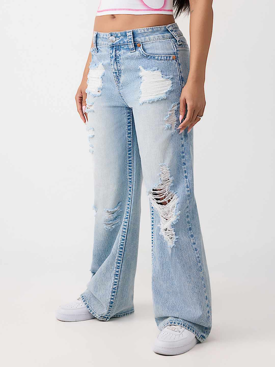 JEANS HOLGADOS GASTADOS BOBBI DE TIRO MEDIO BIG T, image 1