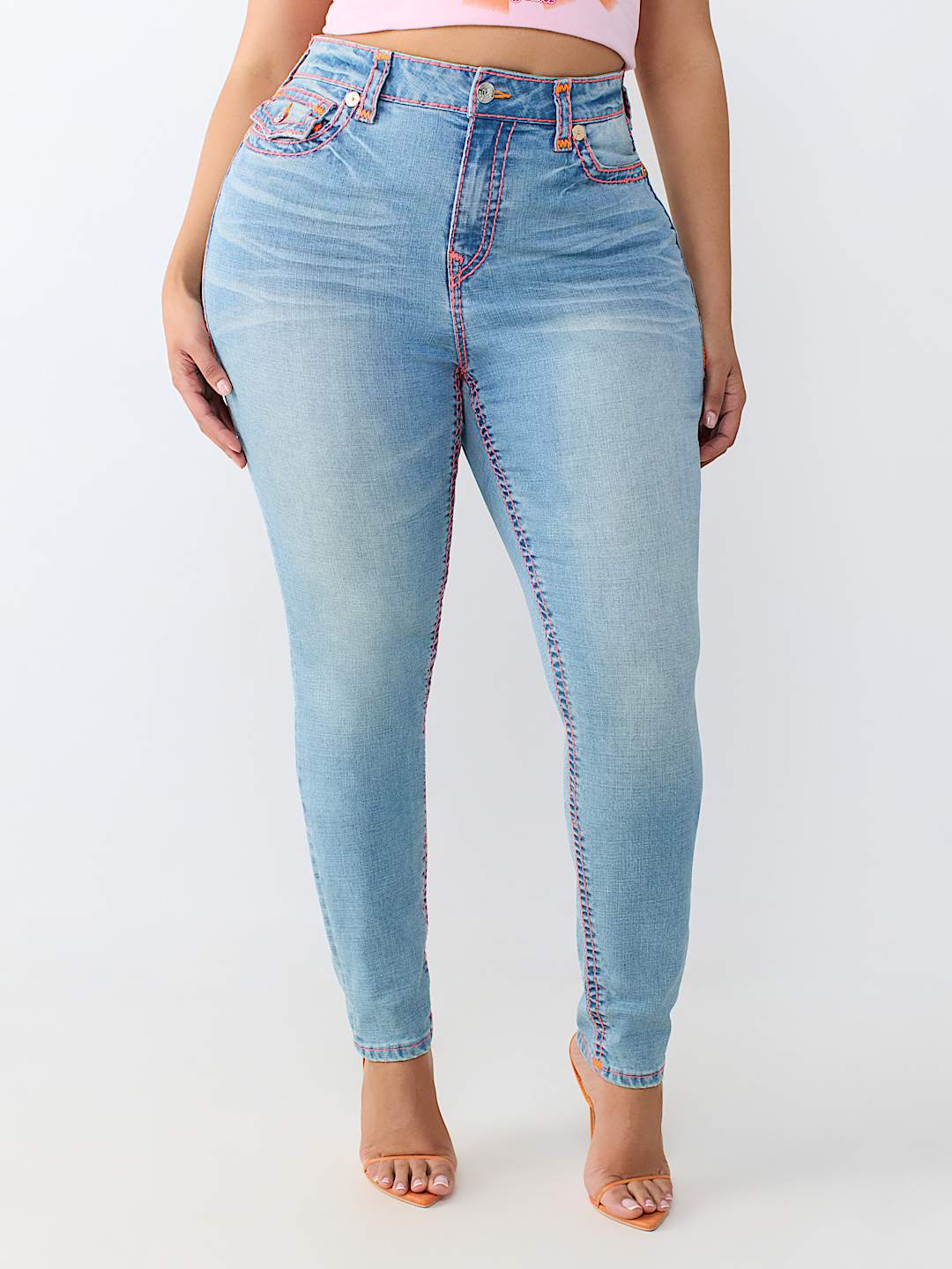 PLUS JENNIE MID RISE SUPER T FLAP CURVY SKINNY JEAN