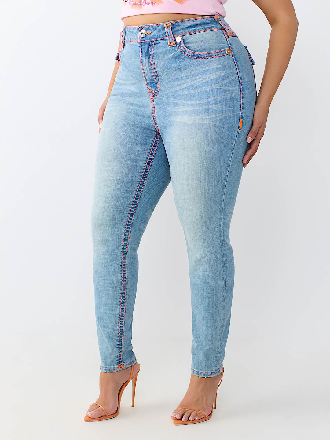 PLUS JENNIE MID RISE SUPER T FLAP CURVY SKINNY JEAN