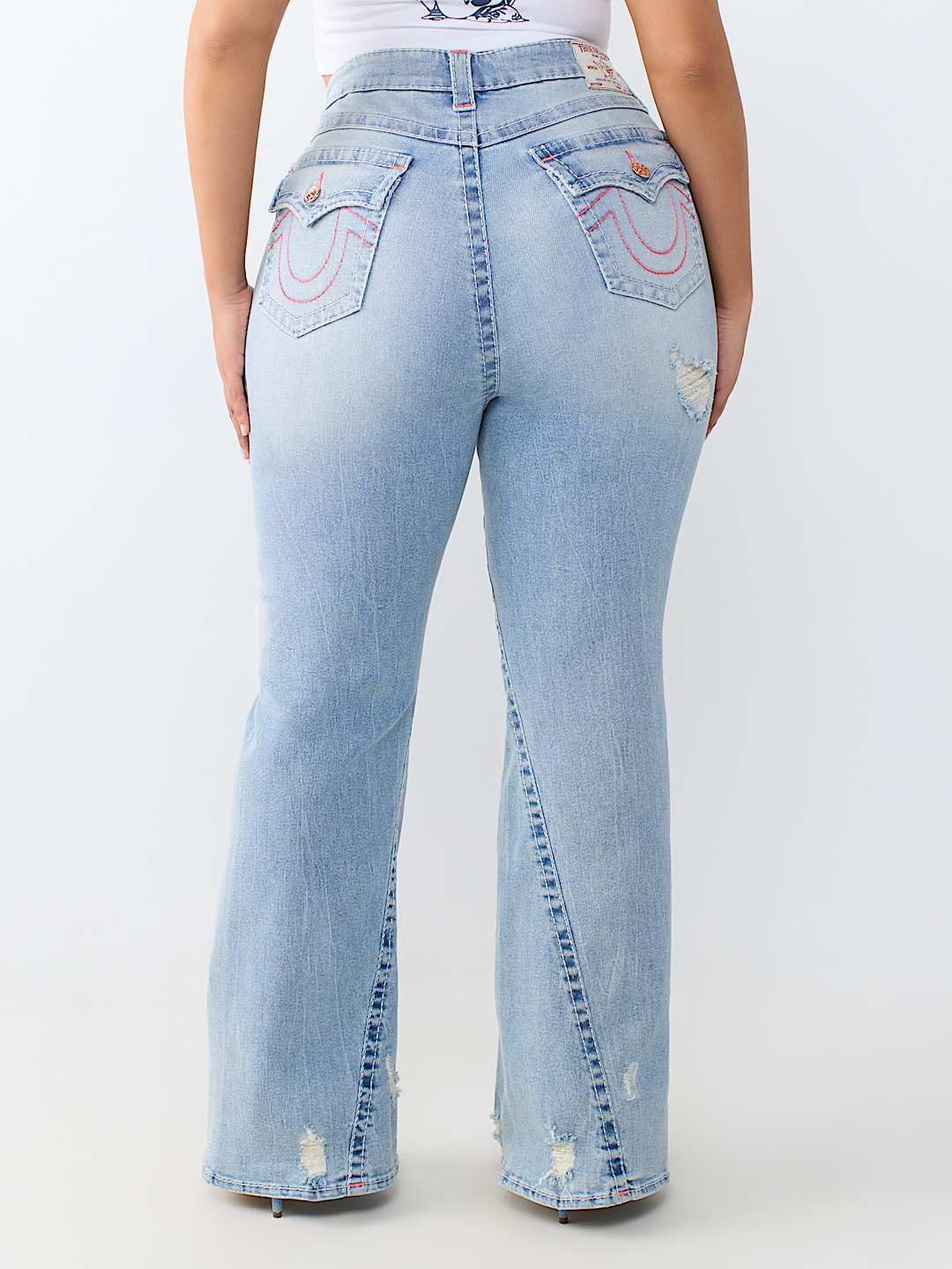 PLUS JOEY MID RISE BIG T FLAP FLARE JEAN