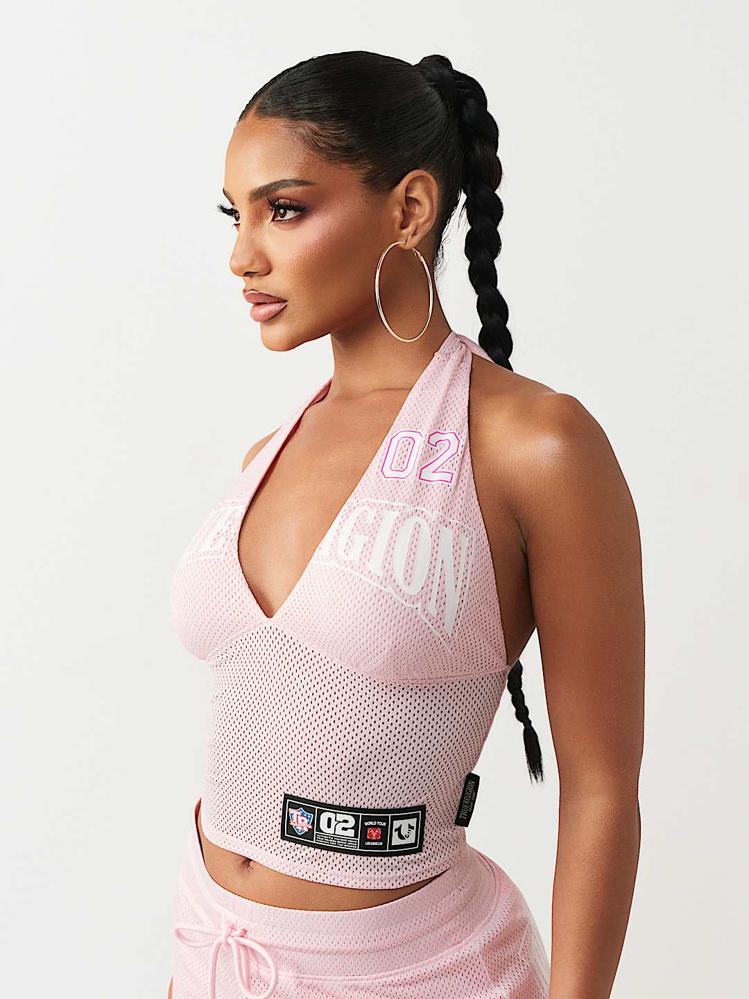 PRINTED SPORTY MESH HALTER TOP, image 4