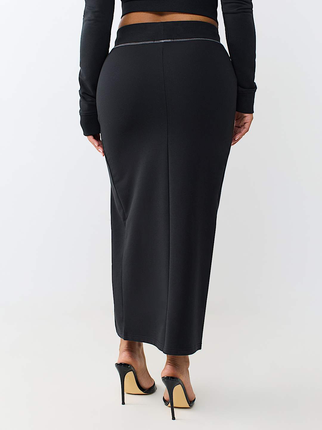 CRYSTAL CONTRAST STITCH MIDI SKIRT
