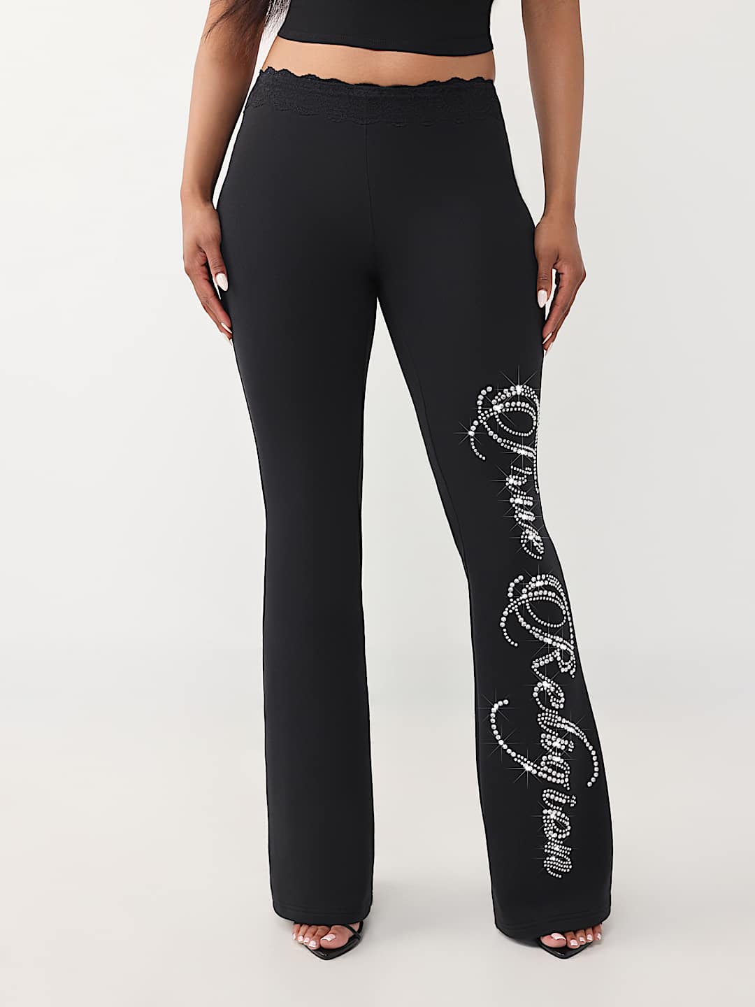 PANTALON COUPE BOTILLON AVEC TAILLE EN DENTELLE ET CRISTAUX, image 2