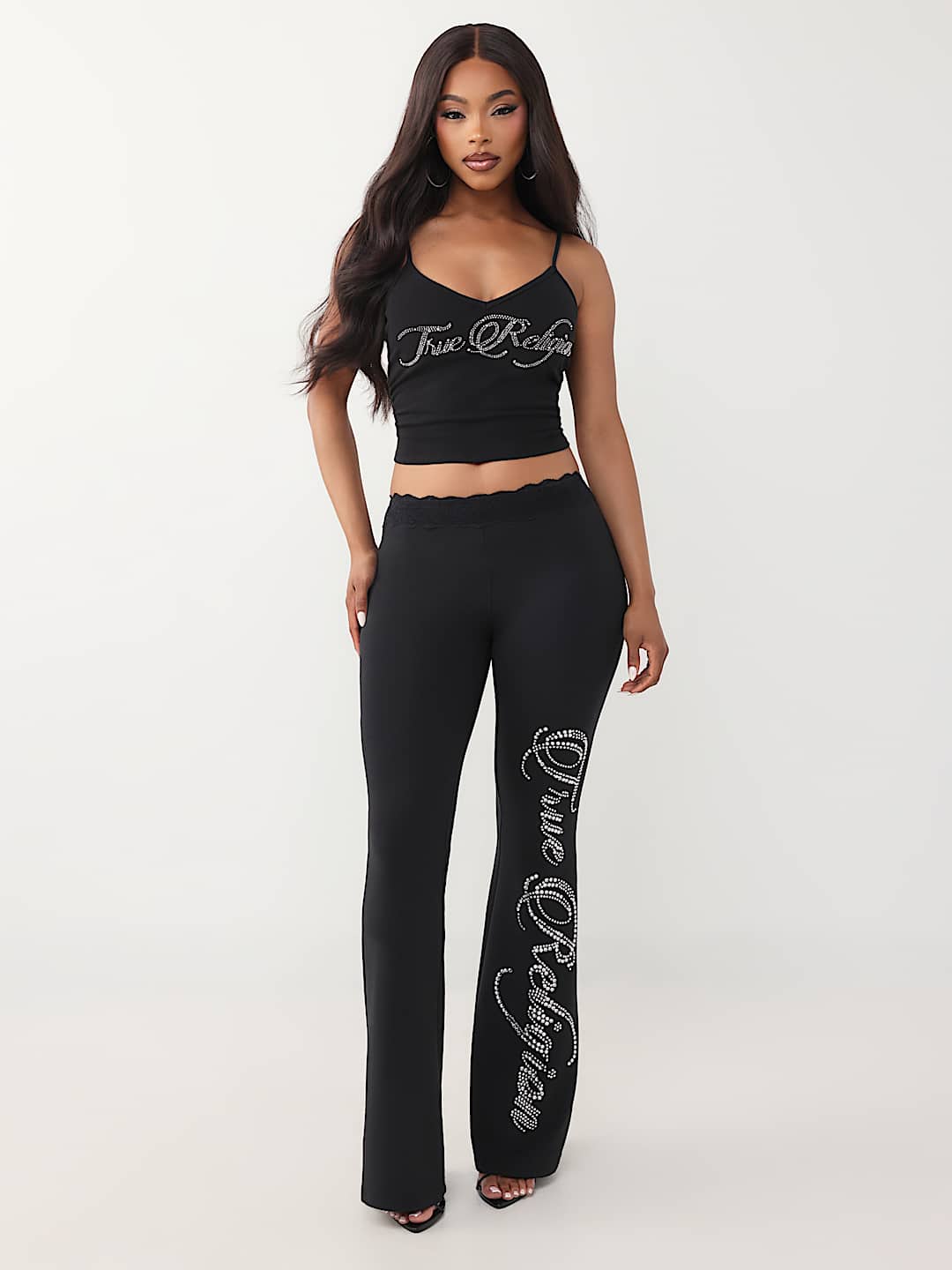 PANTALON COUPE BOTILLON AVEC TAILLE EN DENTELLE ET CRISTAUX, image 3