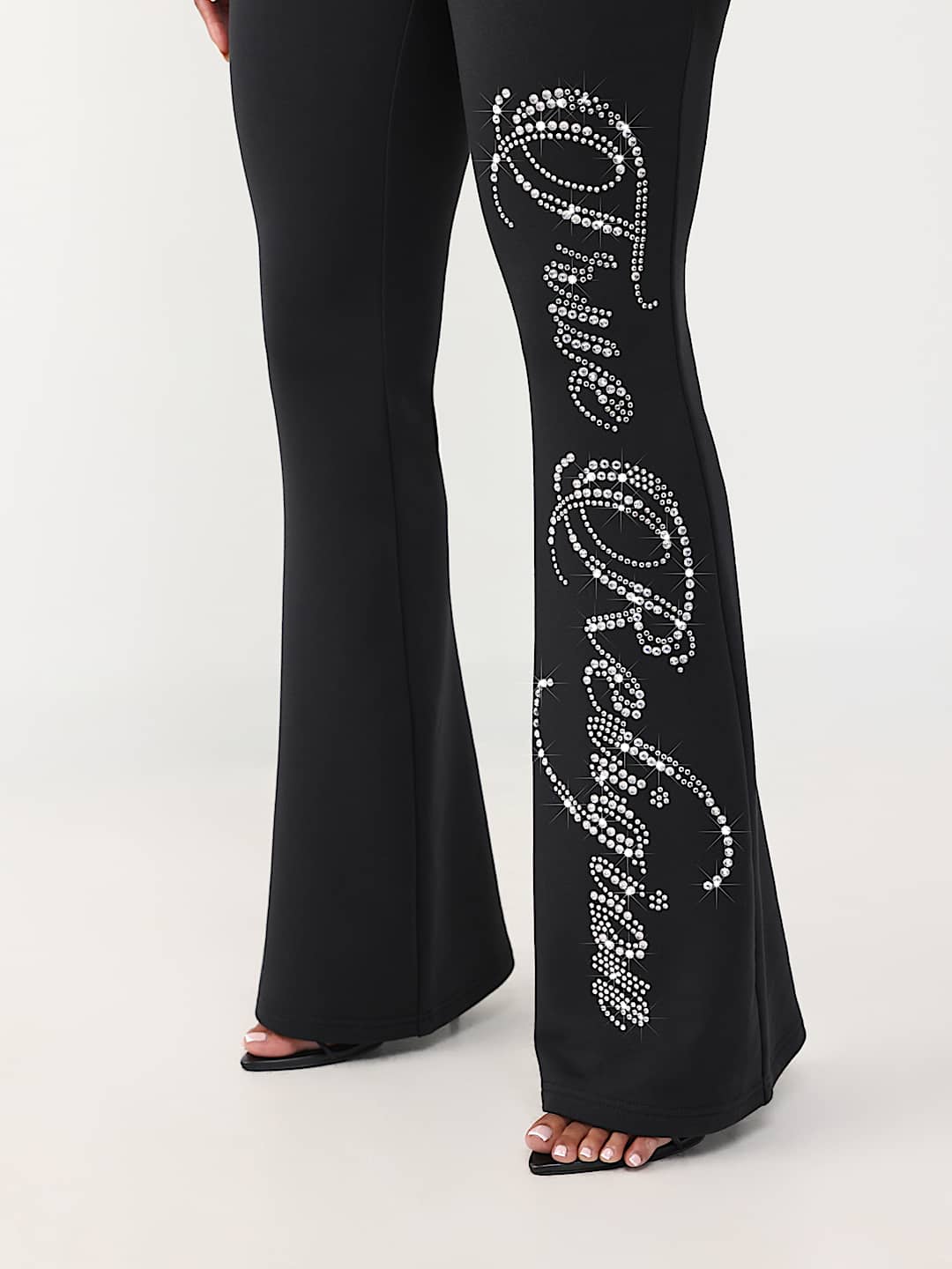 PANTALON COUPE BOTILLON AVEC TAILLE EN DENTELLE ET CRISTAUX, image 4