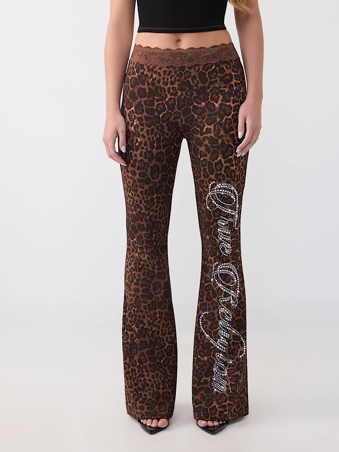 PANTALON COUPE BOTILLON AVEC TAILLE EN DENTELLE ET CRISTAUX, image 1