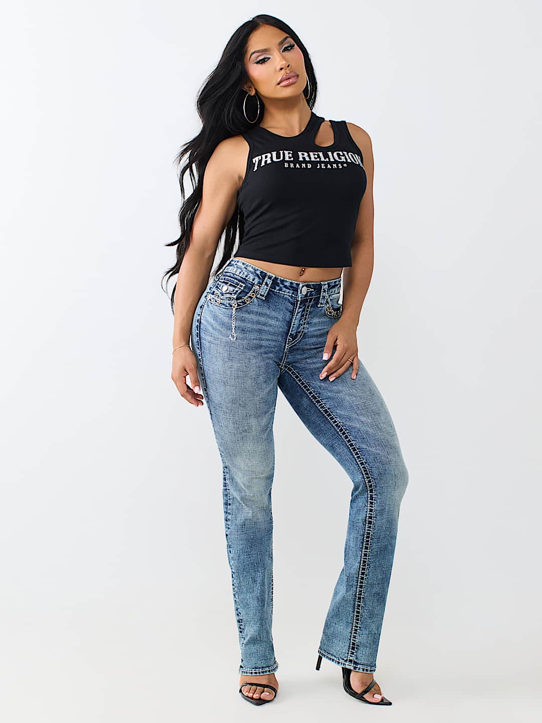 CRYSTAL CUT-OUT RIBBED TOP