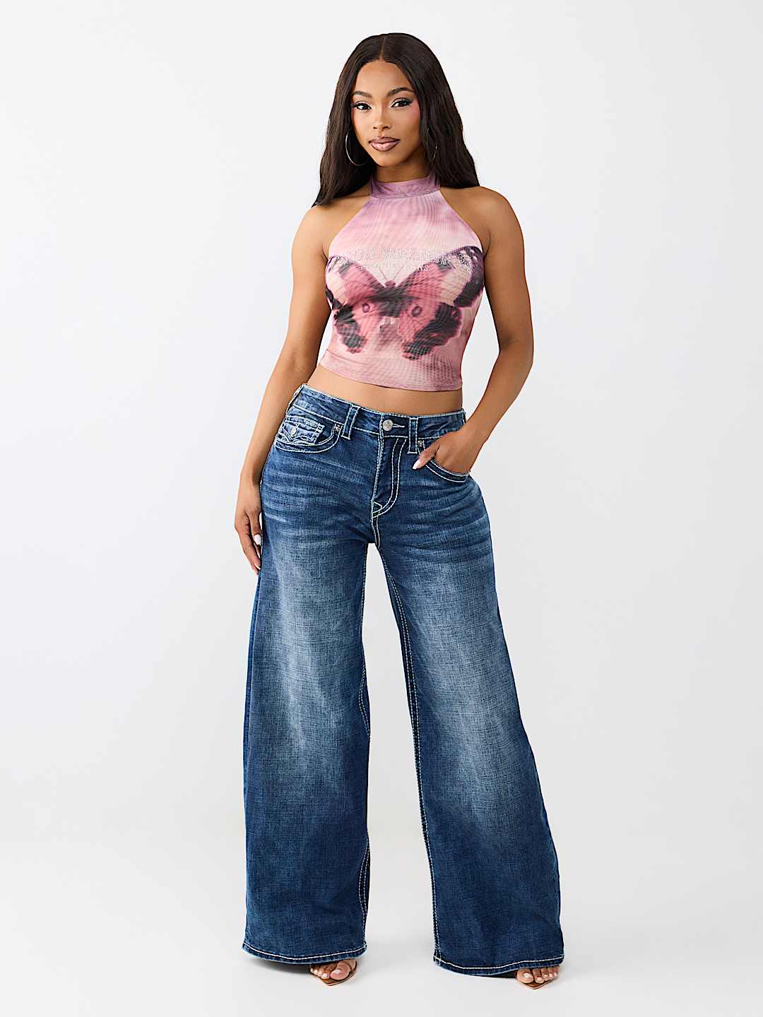 CRYSTAL PRINTED MESH TOP