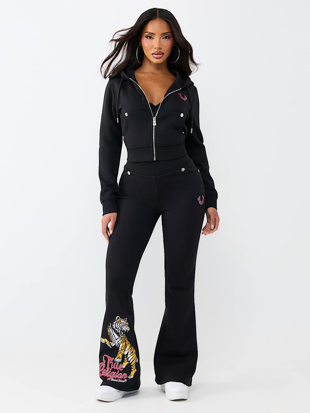 CRYSTAL TIGER SHRUNKEN ZIP HOODIE