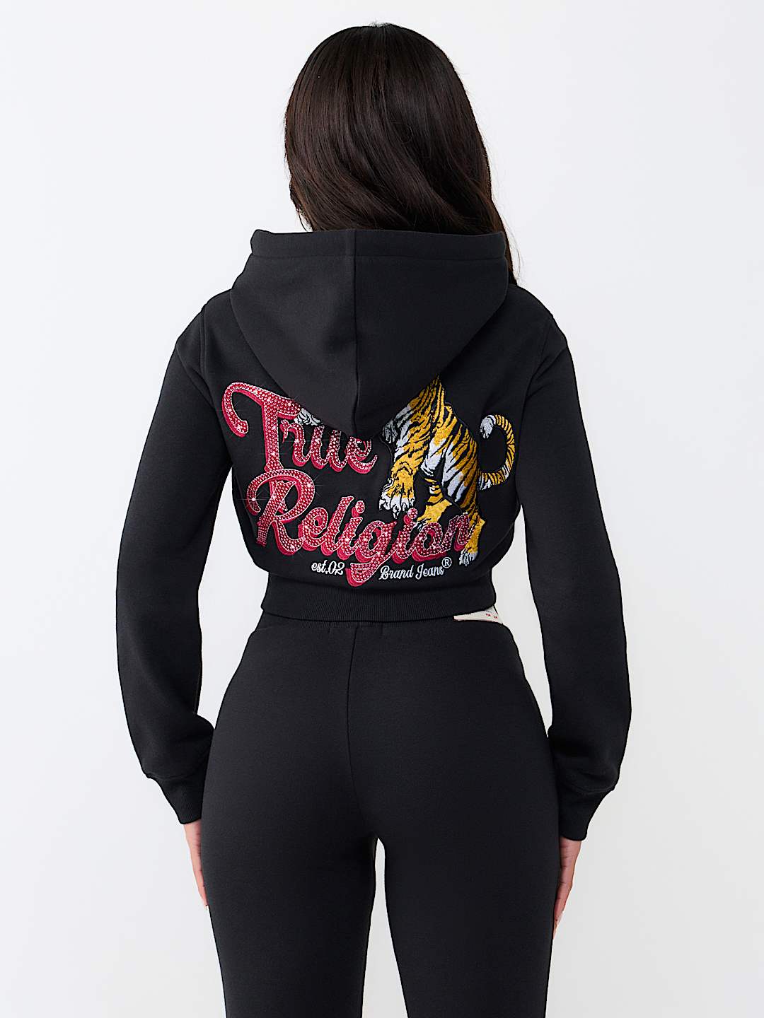 CRYSTAL TIGER SHRUNKEN ZIP HOODIE