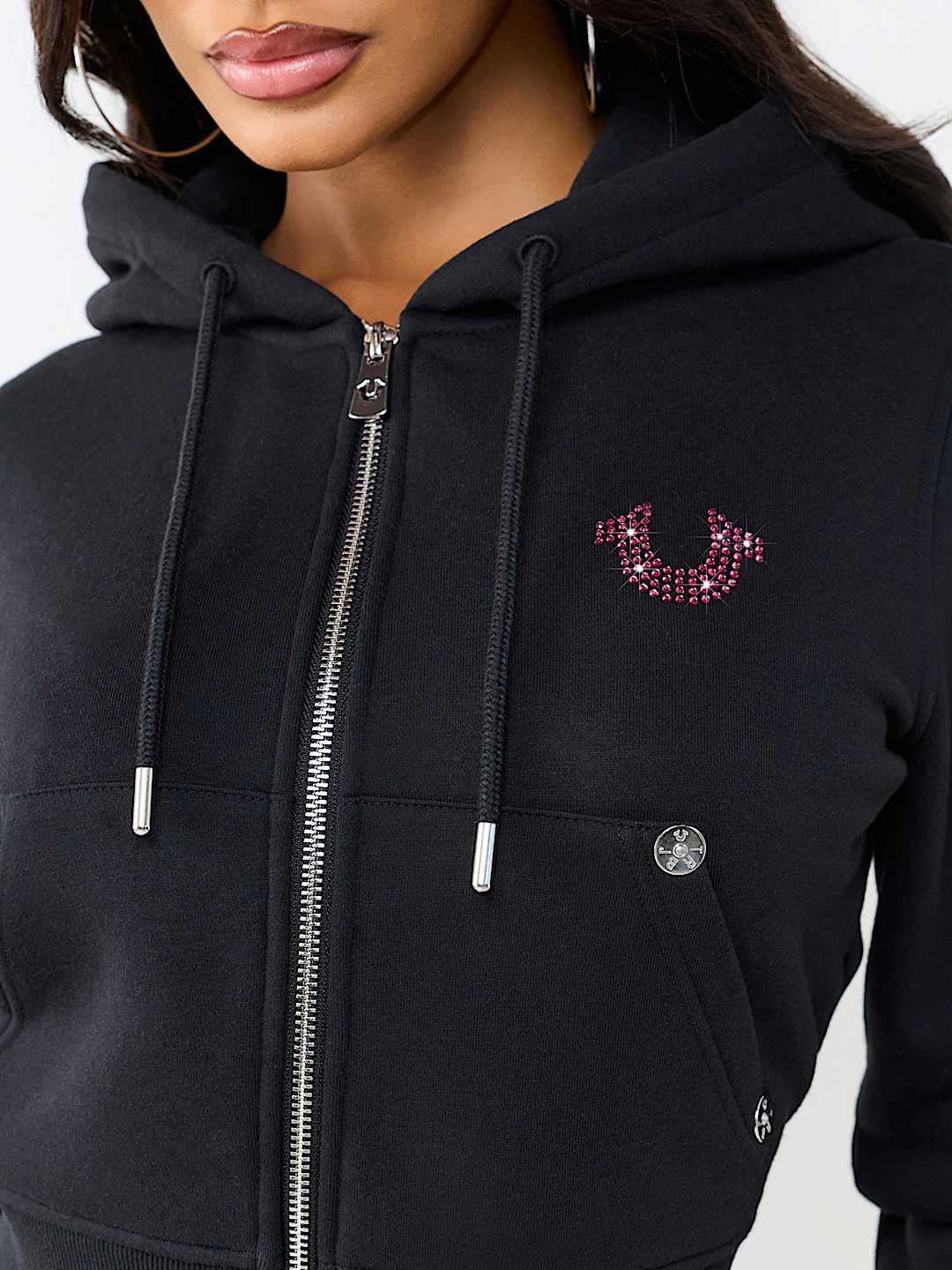 CRYSTAL TIGER SHRUNKEN ZIP HOODIE