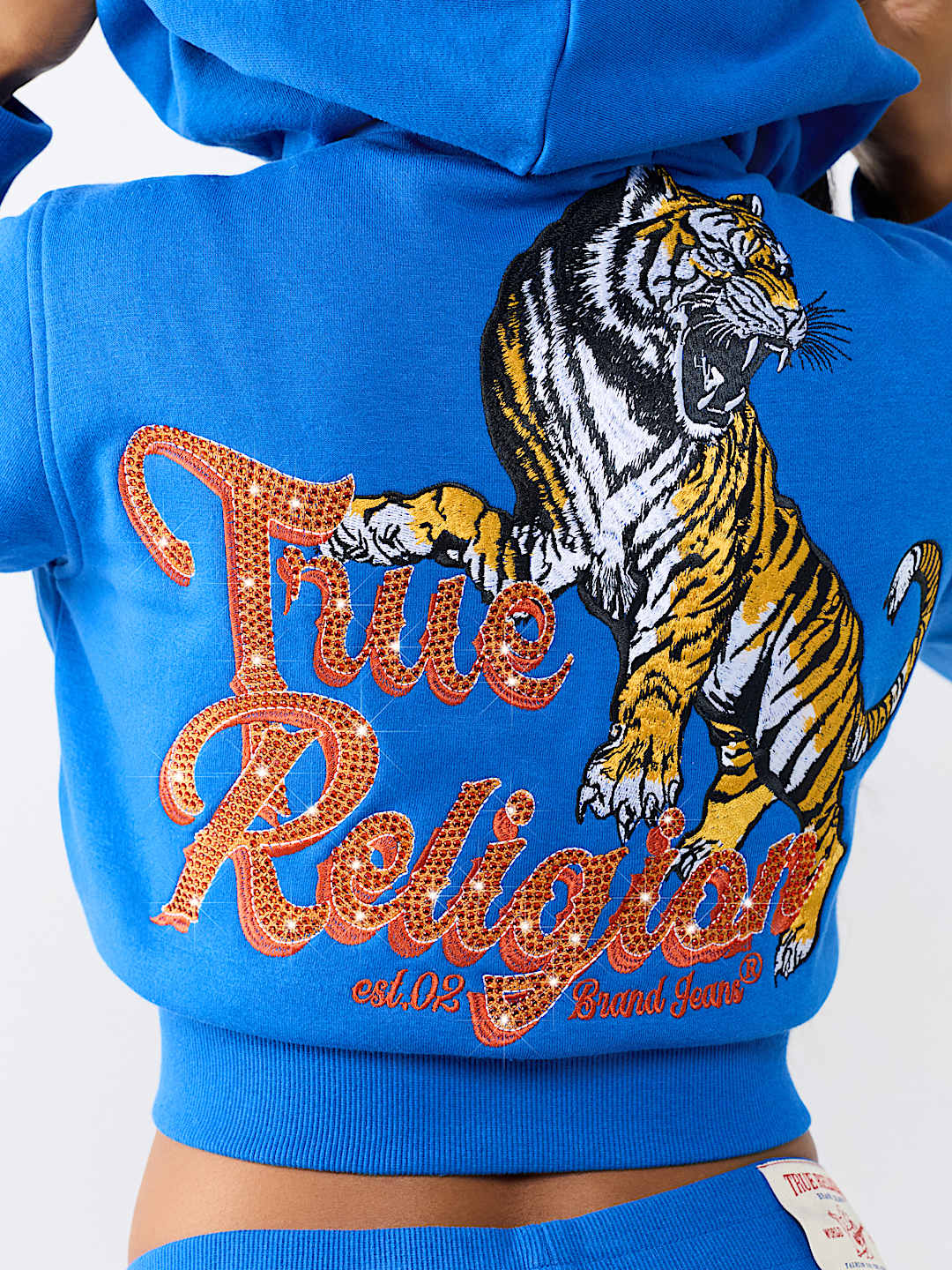CRYSTAL TIGER SHRUNKEN ZIP HOODIE