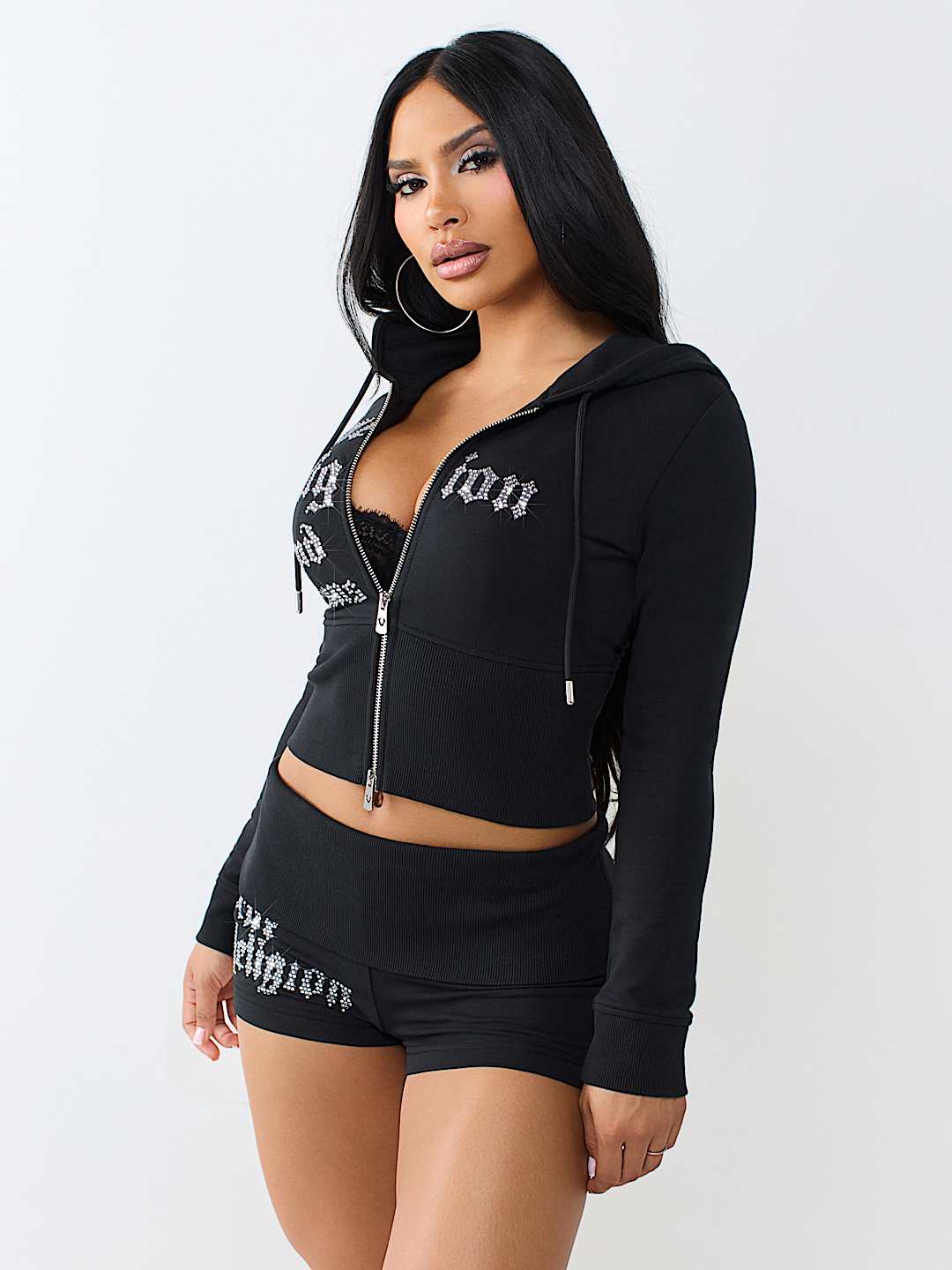 CRYSTAL TIGHT ZIP HOODIE
