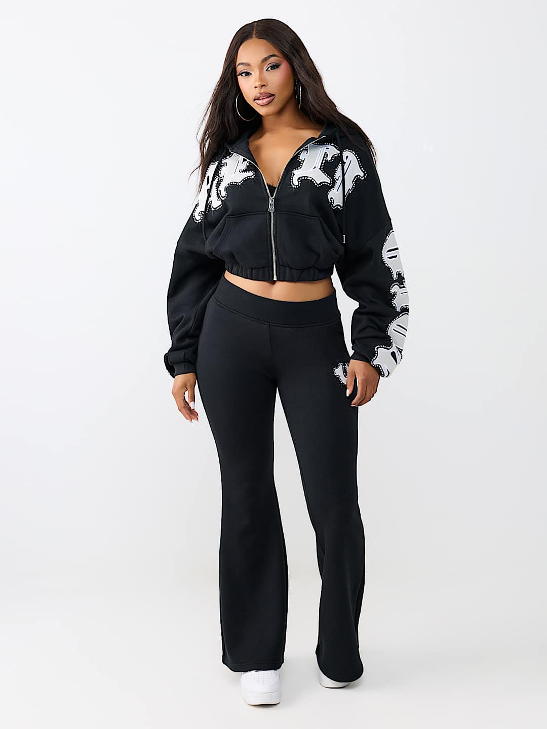 CRYSTAL RELAXED GIRLFRIEND ZIP HOODIE
